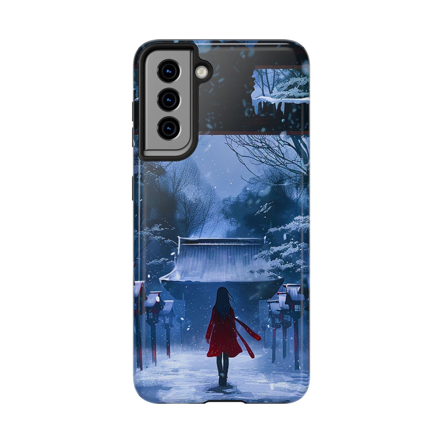 Japanese Snowy Shinto Shrine Girl Tough Phone Cases iPhone Android