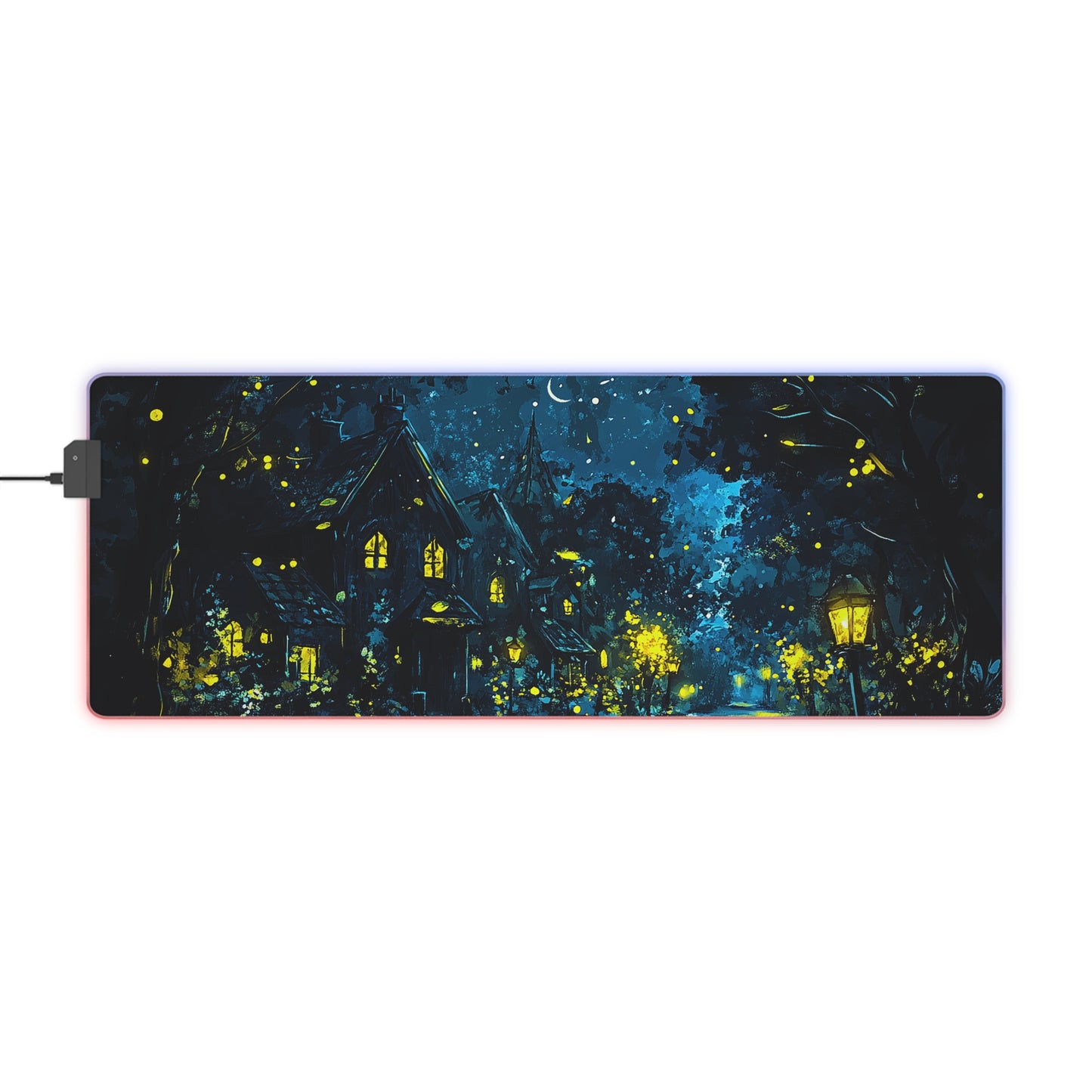 Fantasy Village Nighttime LED Gaming Mouse Pad