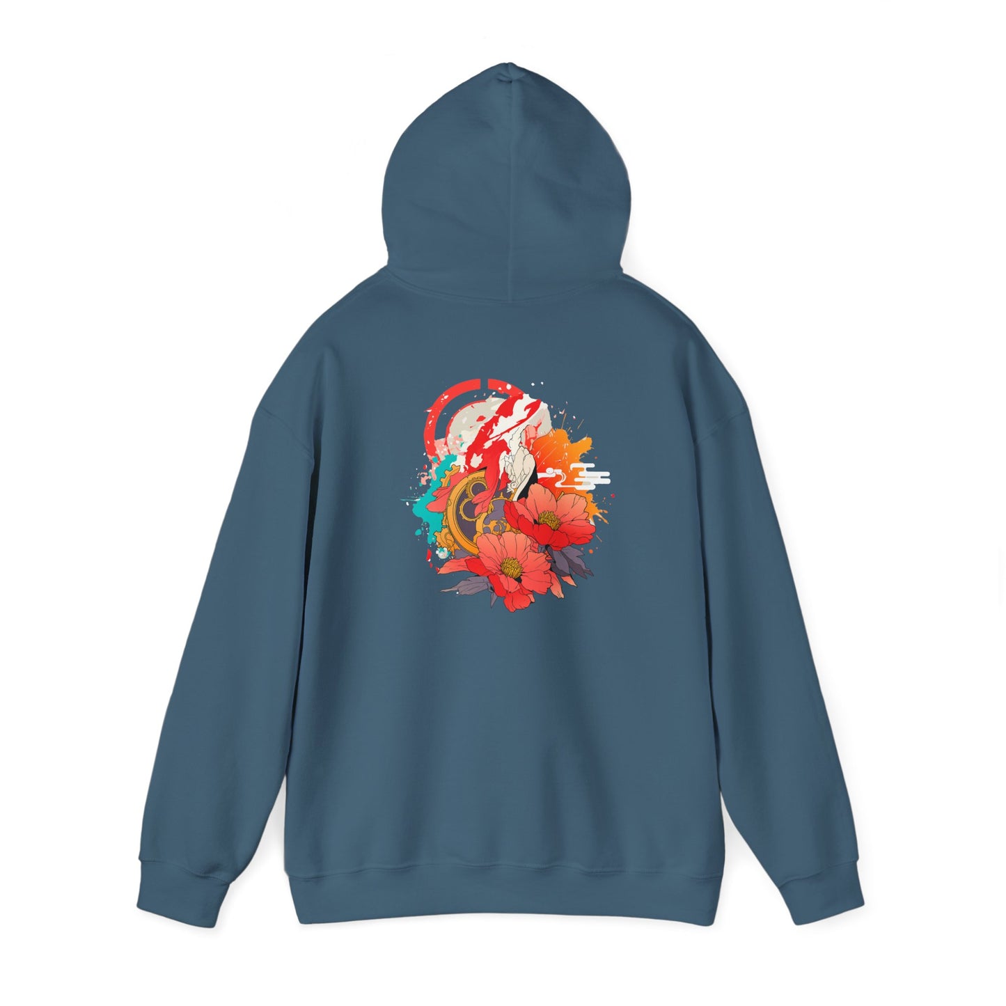Steampunk Japanese Flowers Elephant Unisex Heavy Blend™ Hooded Sweatshirt