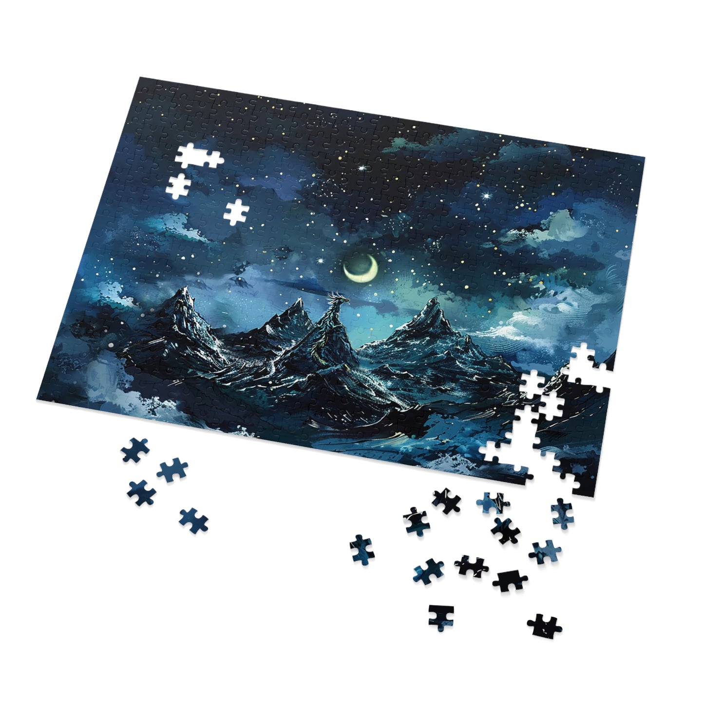 Fantasy Snowy Mountain Dragon Jigsaw Puzzle (30, 110, 252, 500,1000-Piece)