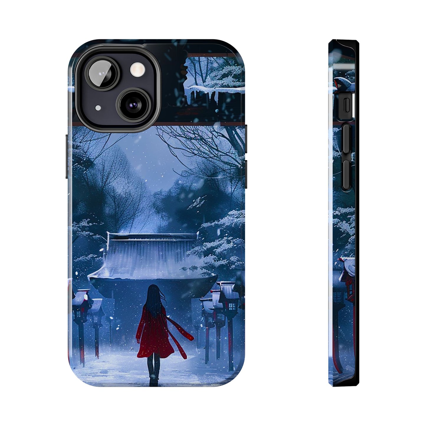 Japanese Snowy Shinto Shrine Girl Tough Phone Cases iPhone Android