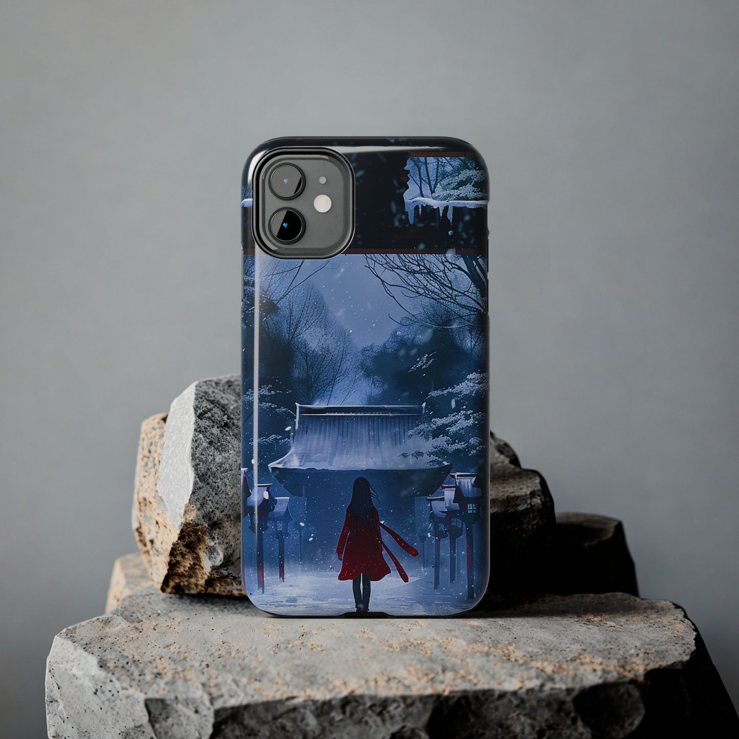 Japanese Snowy Shinto Shrine Girl Tough Phone Cases iPhone Android