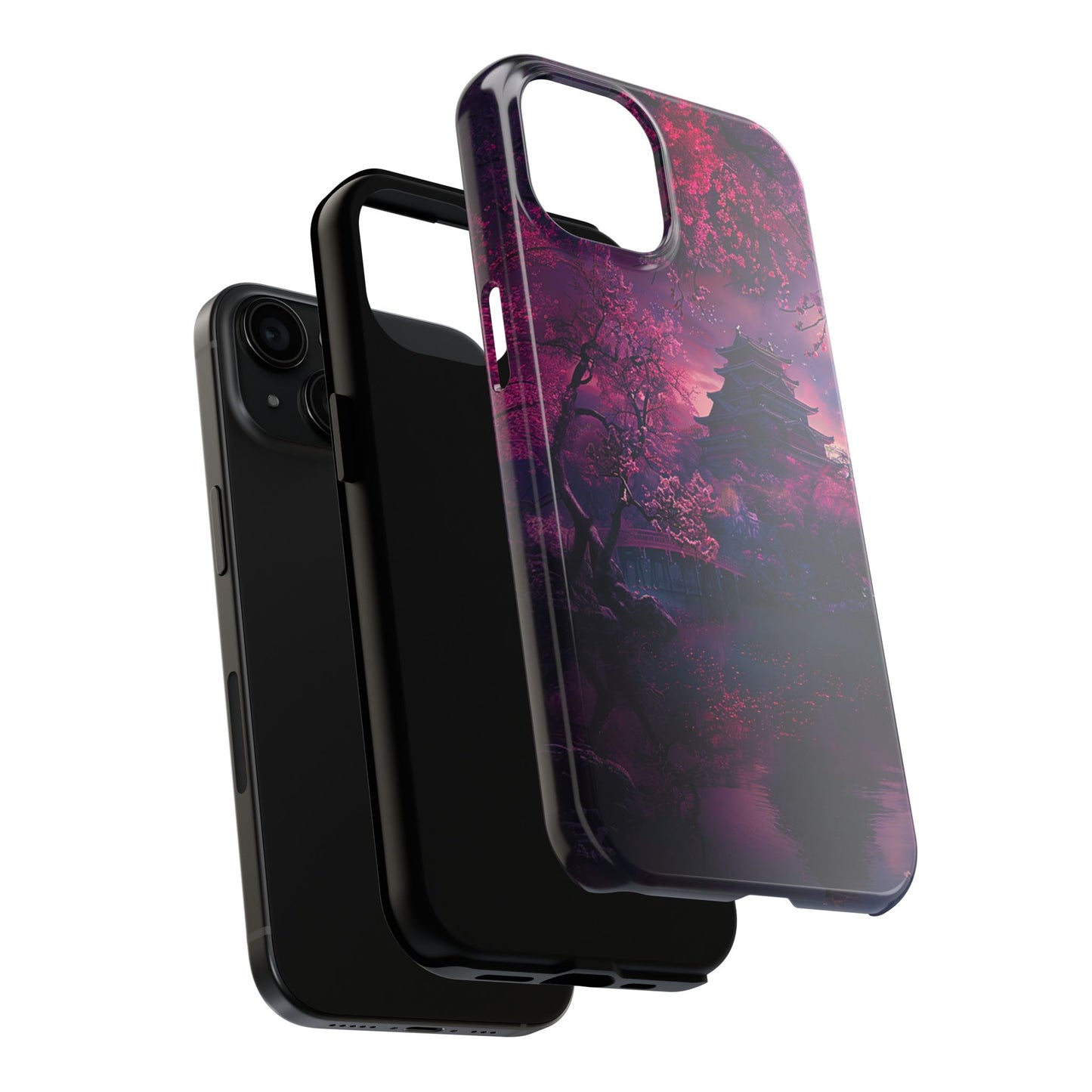 Japanese Cherry Blossum Castle Tough Phone Case iPhone Android