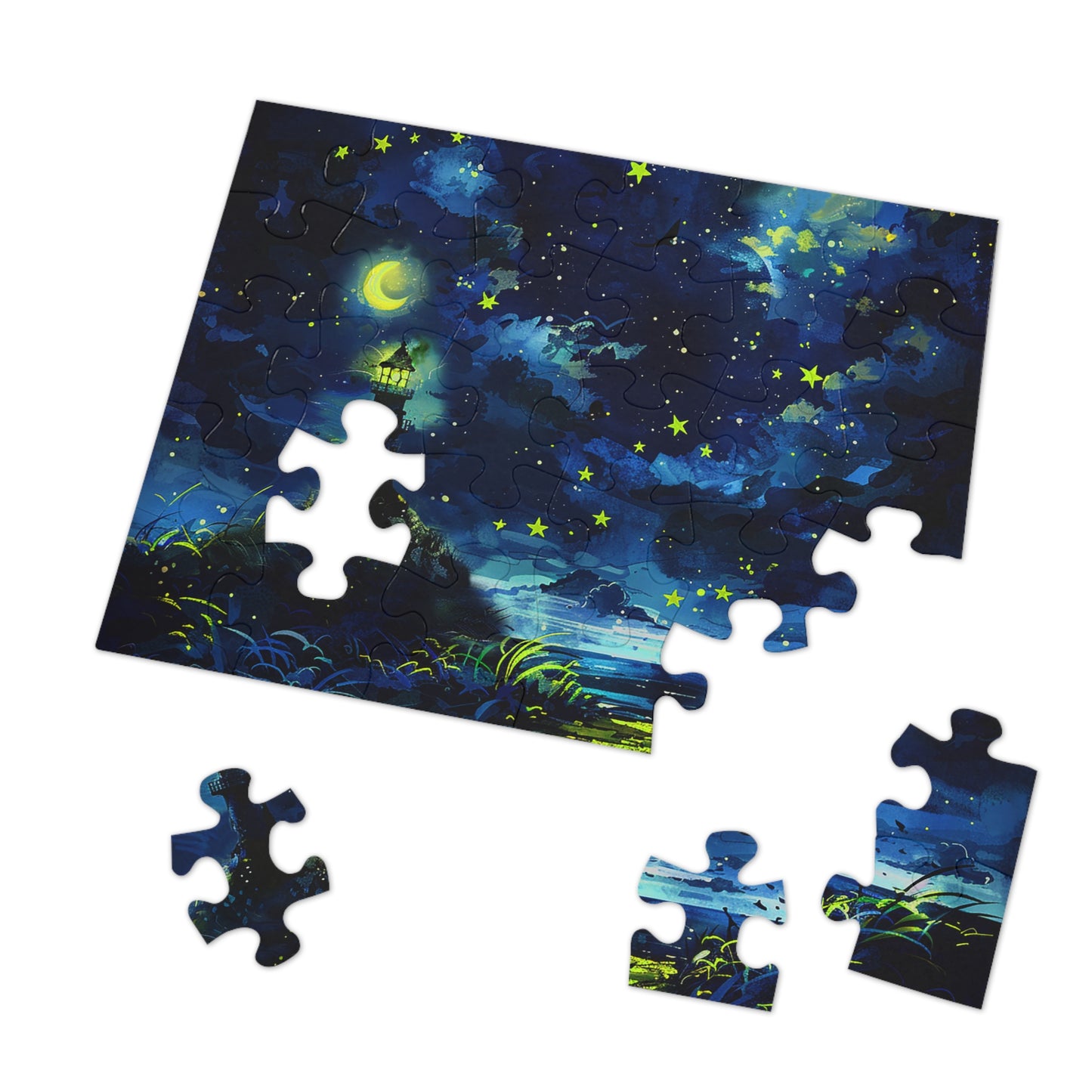Moonlight Lighthouse Jigsaw Puzzle (30, 110, 252, 500,1000-Piece)