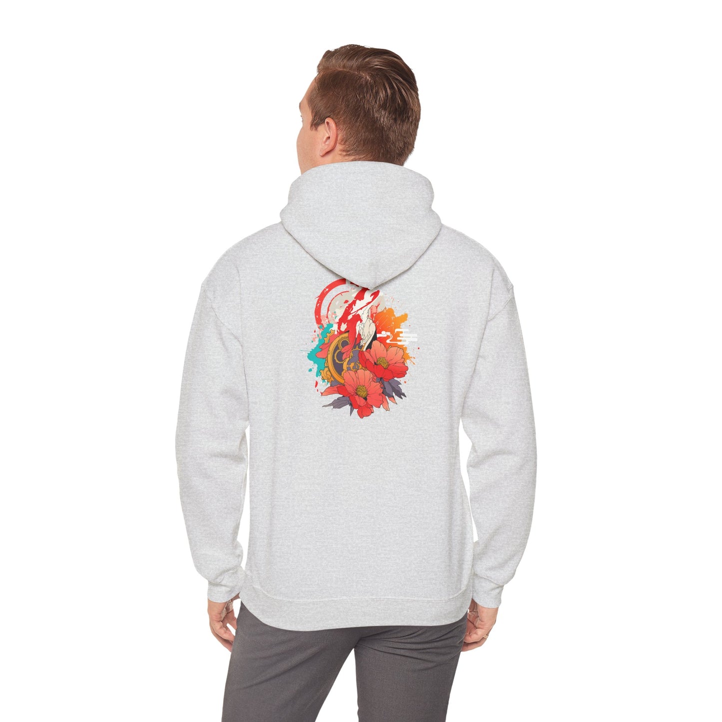 Steampunk Japanese Flowers Elephant Unisex Heavy Blend™ Hooded Sweatshirt