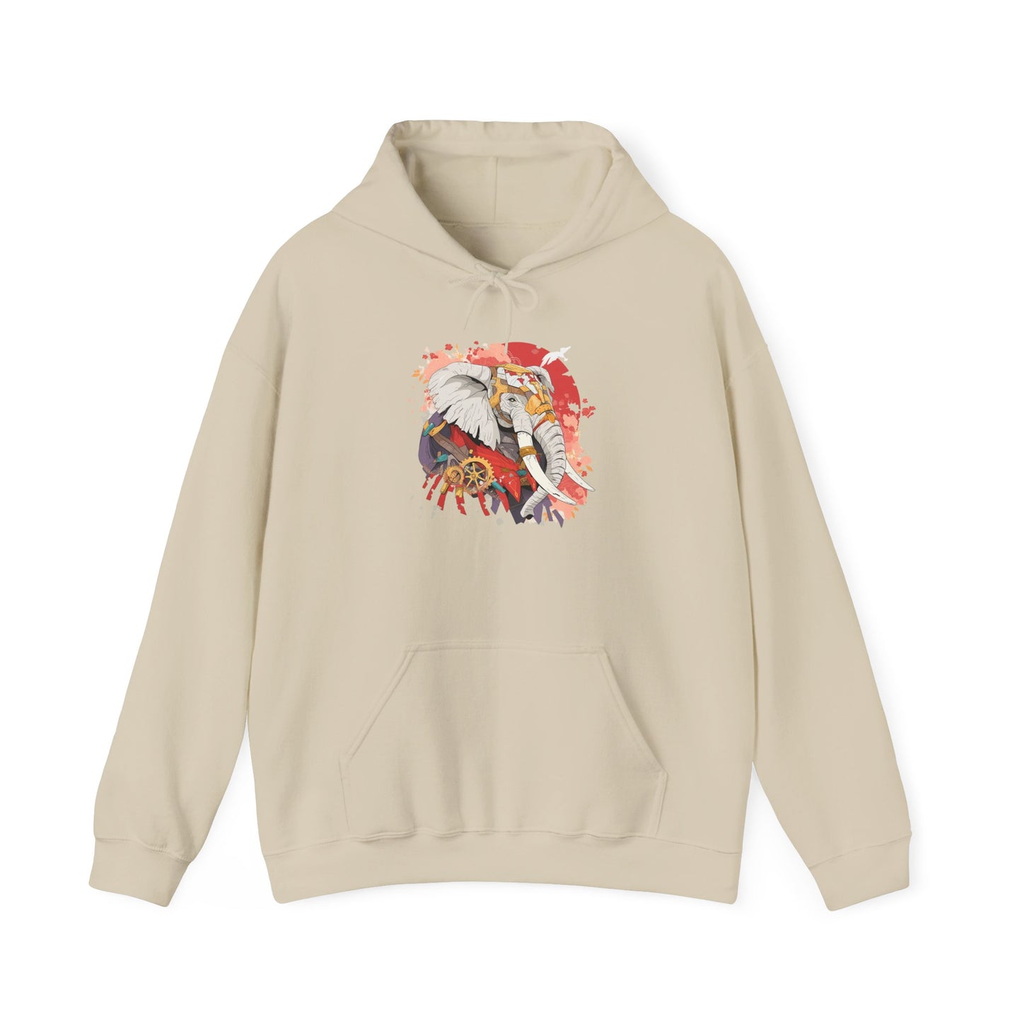 Steampunk Japanese Flowers Elephant Unisex Heavy Blend™ Hooded Sweatshirt