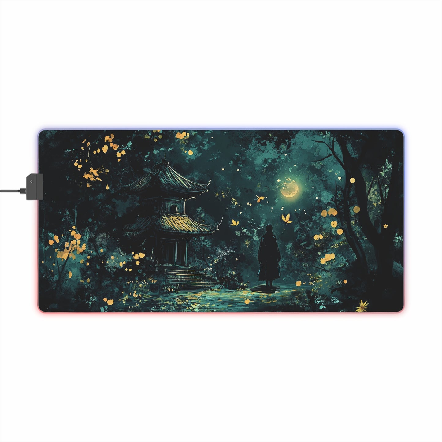Japanese Shrine Nighttime Fantasy LED Gaming Mouse Pad