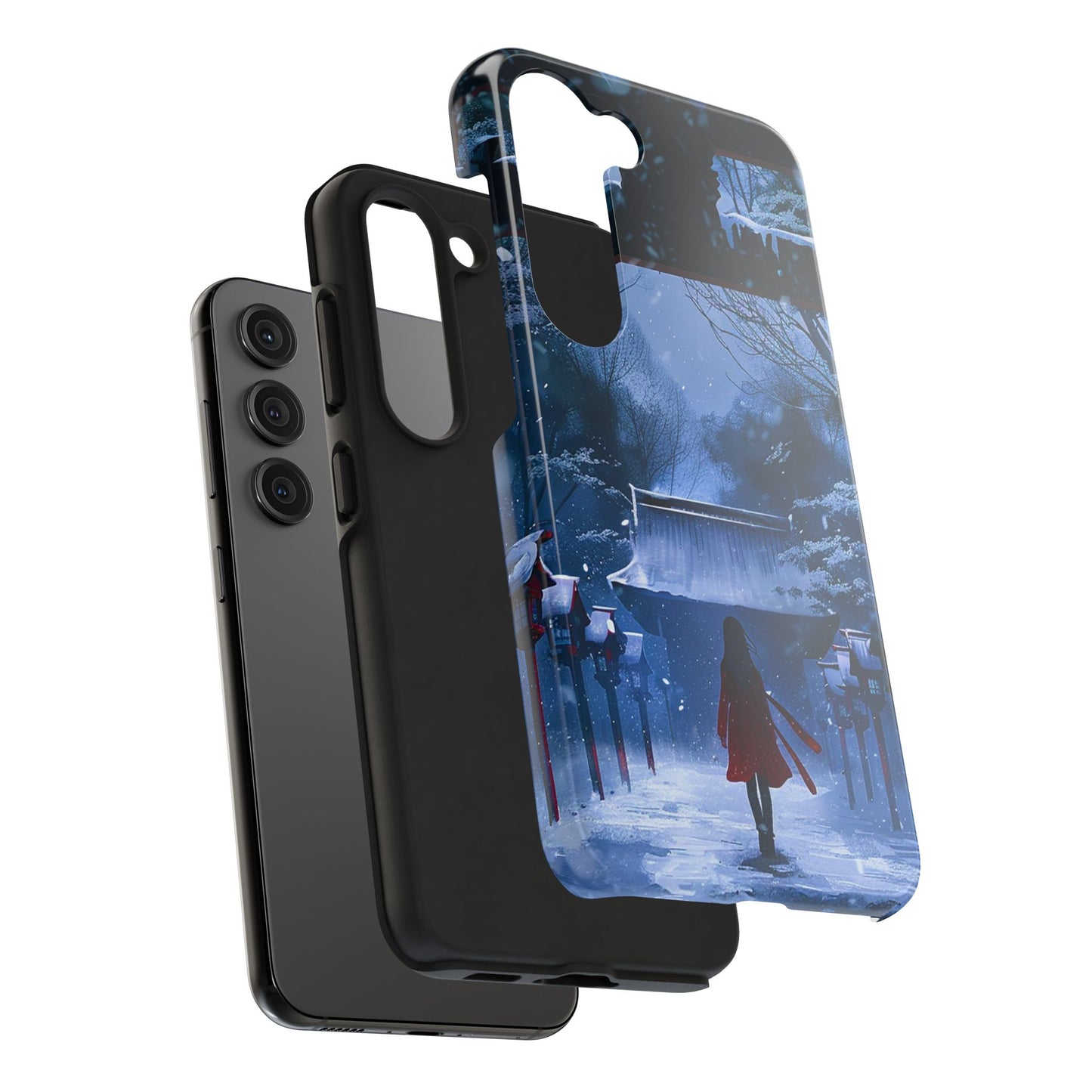 Japanese Snowy Shinto Shrine Girl Tough Phone Cases iPhone Android