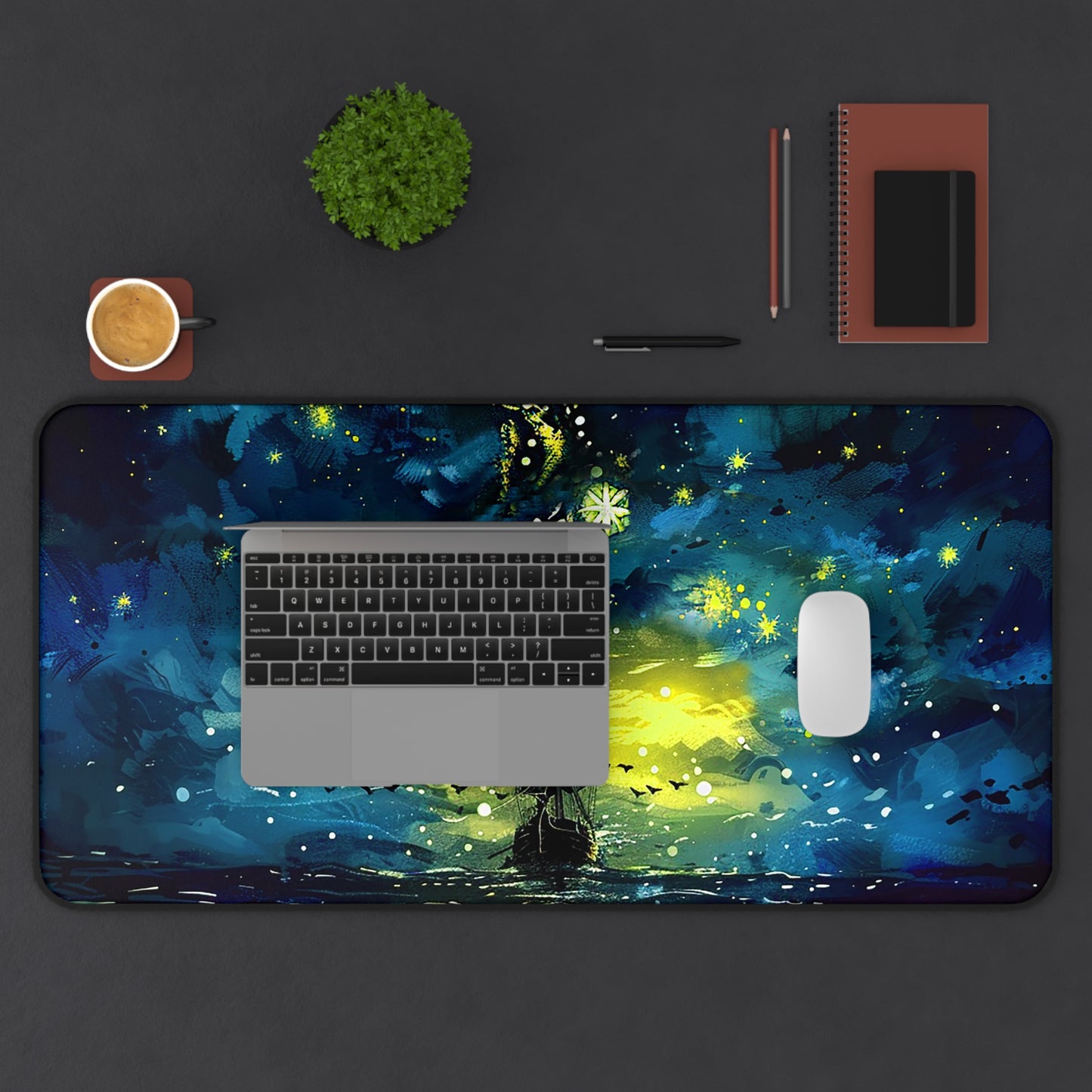Starry Sky Lost Pirate Ship Desk Mat