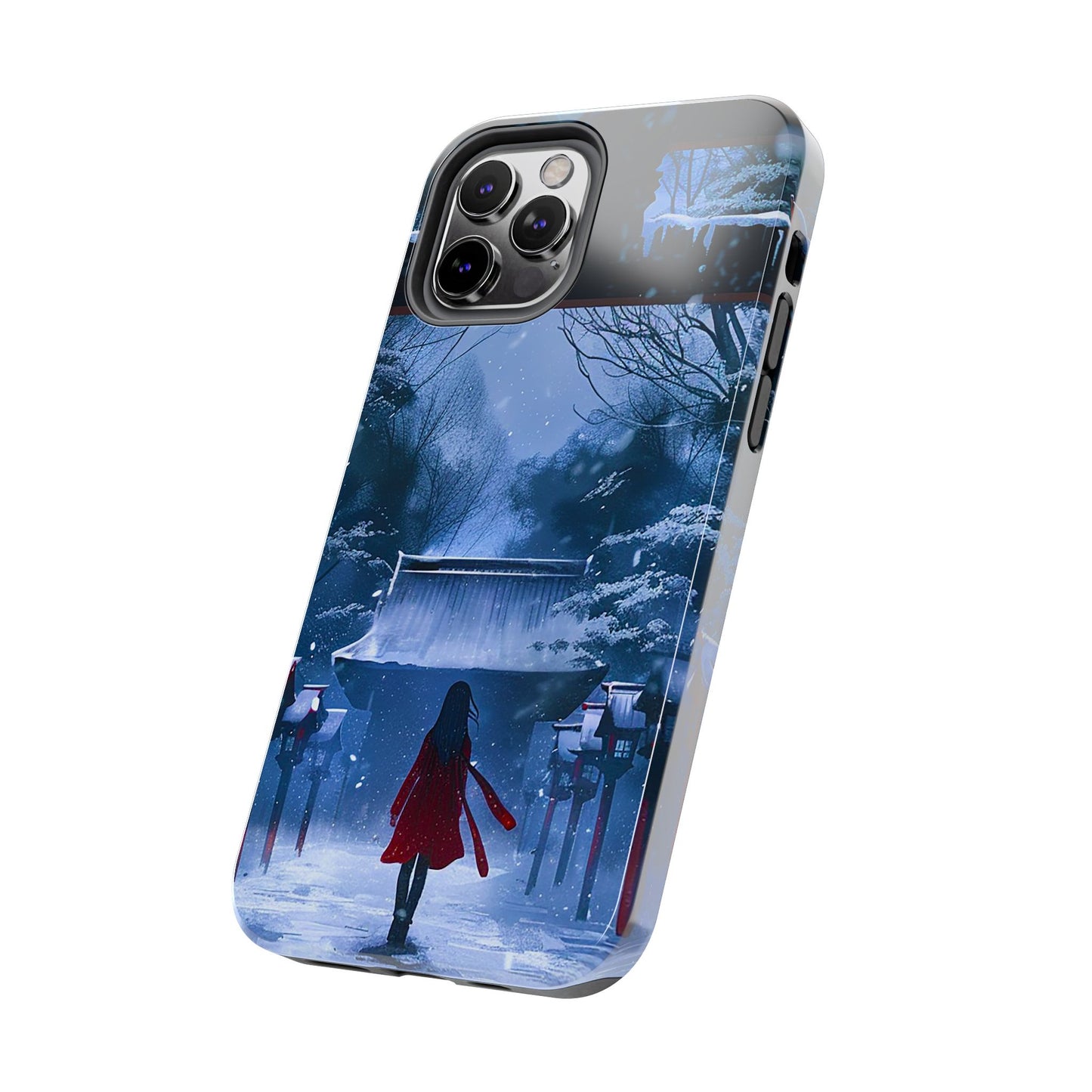 Japanese Snowy Shinto Shrine Girl Tough Phone Cases iPhone Android
