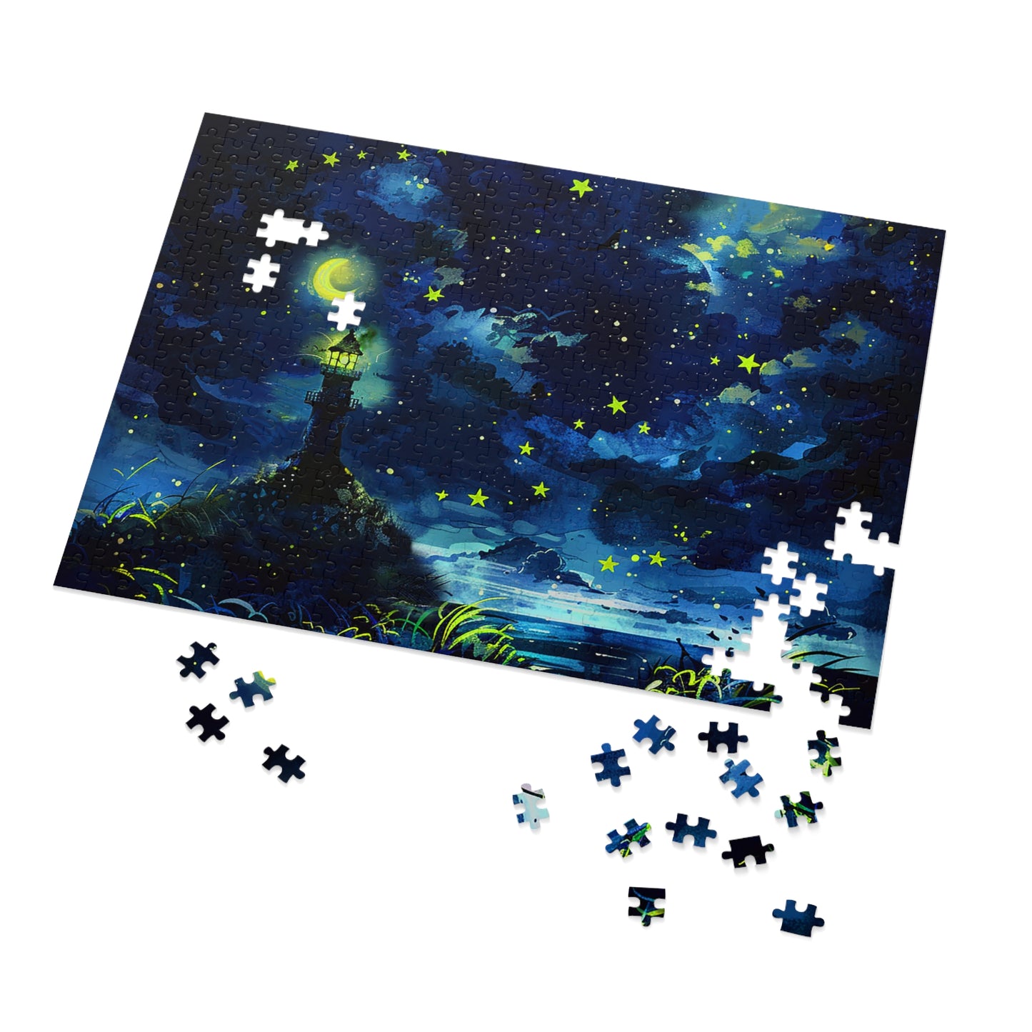 Moonlight Lighthouse Jigsaw Puzzle (30, 110, 252, 500,1000-Piece)