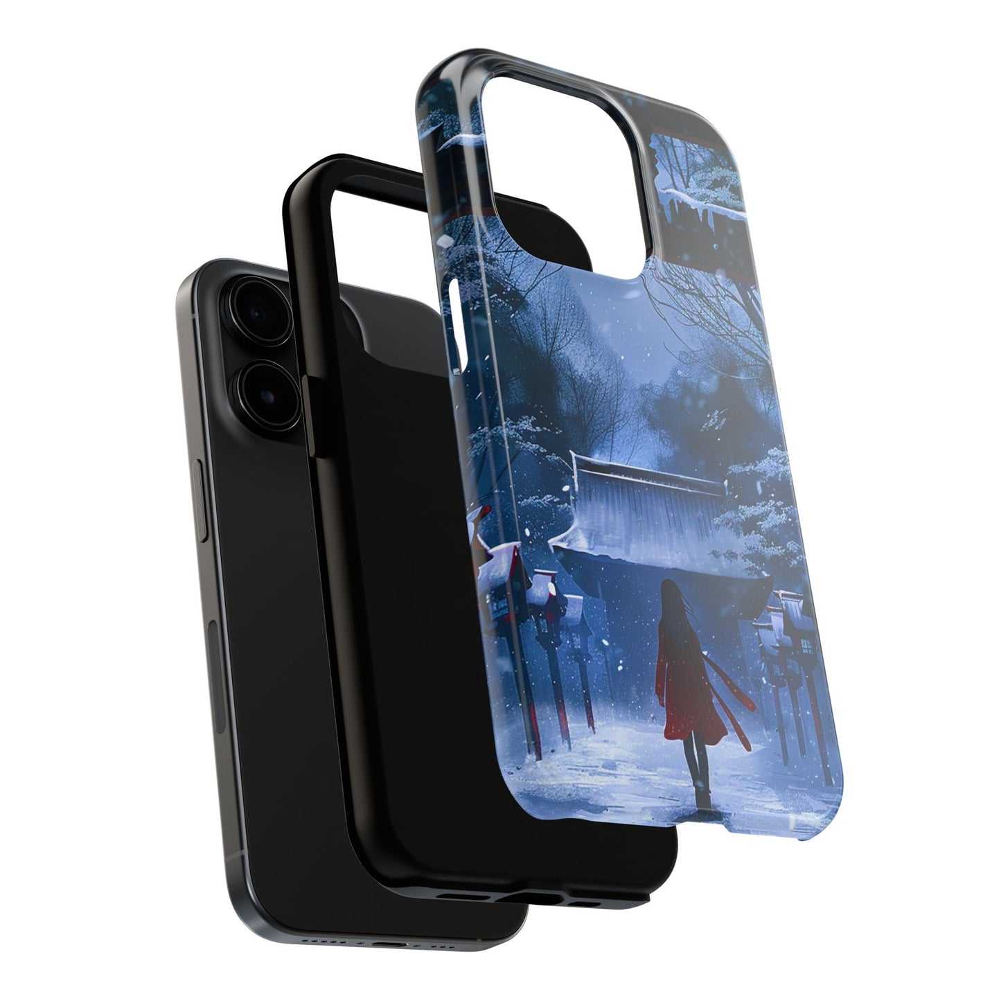 Japanese Snowy Shinto Shrine Girl Tough Phone Cases iPhone Android