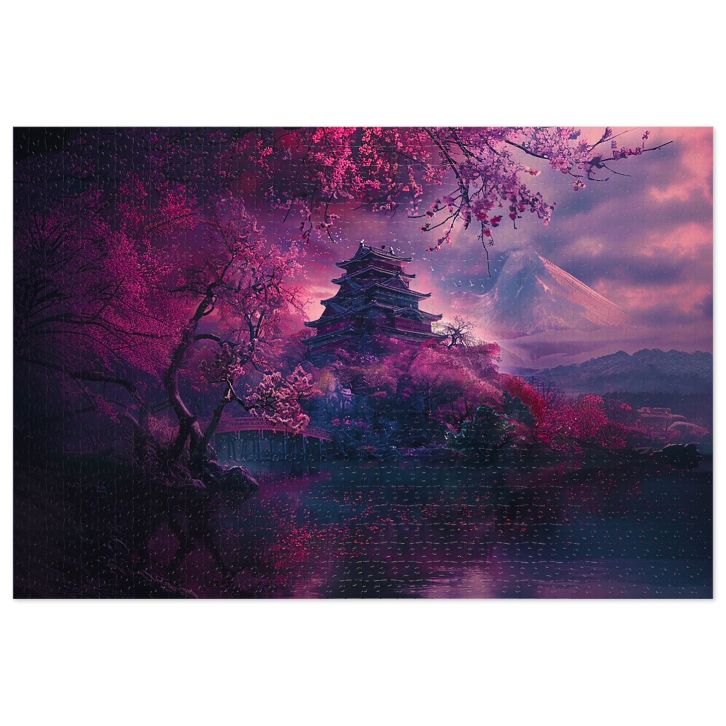 Japanese Cherry Blossum Castle Jigsaw Puzzle (30, 110, 252, 500,1000-Piece)