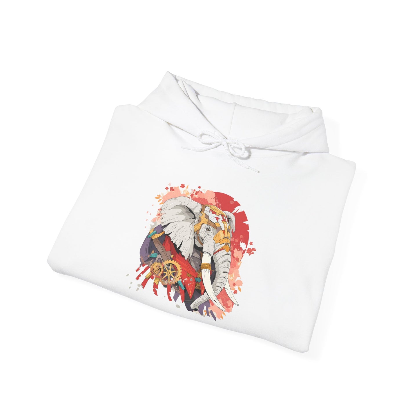 Steampunk Japanese Flowers Elephant Unisex Heavy Blend™ Hooded Sweatshirt