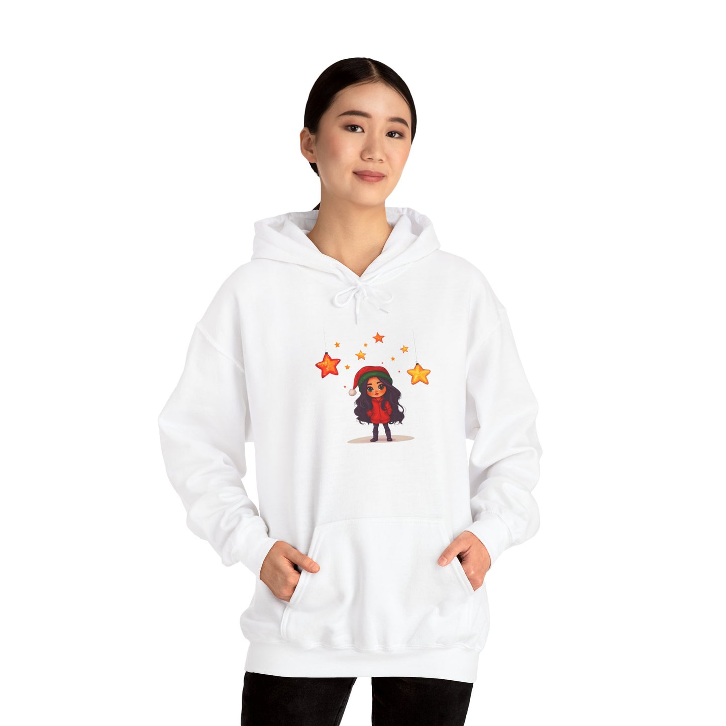 Cute Christmas Starry Ornaments Girl Unisex Heavy Blend™ Hooded Sweatshirt