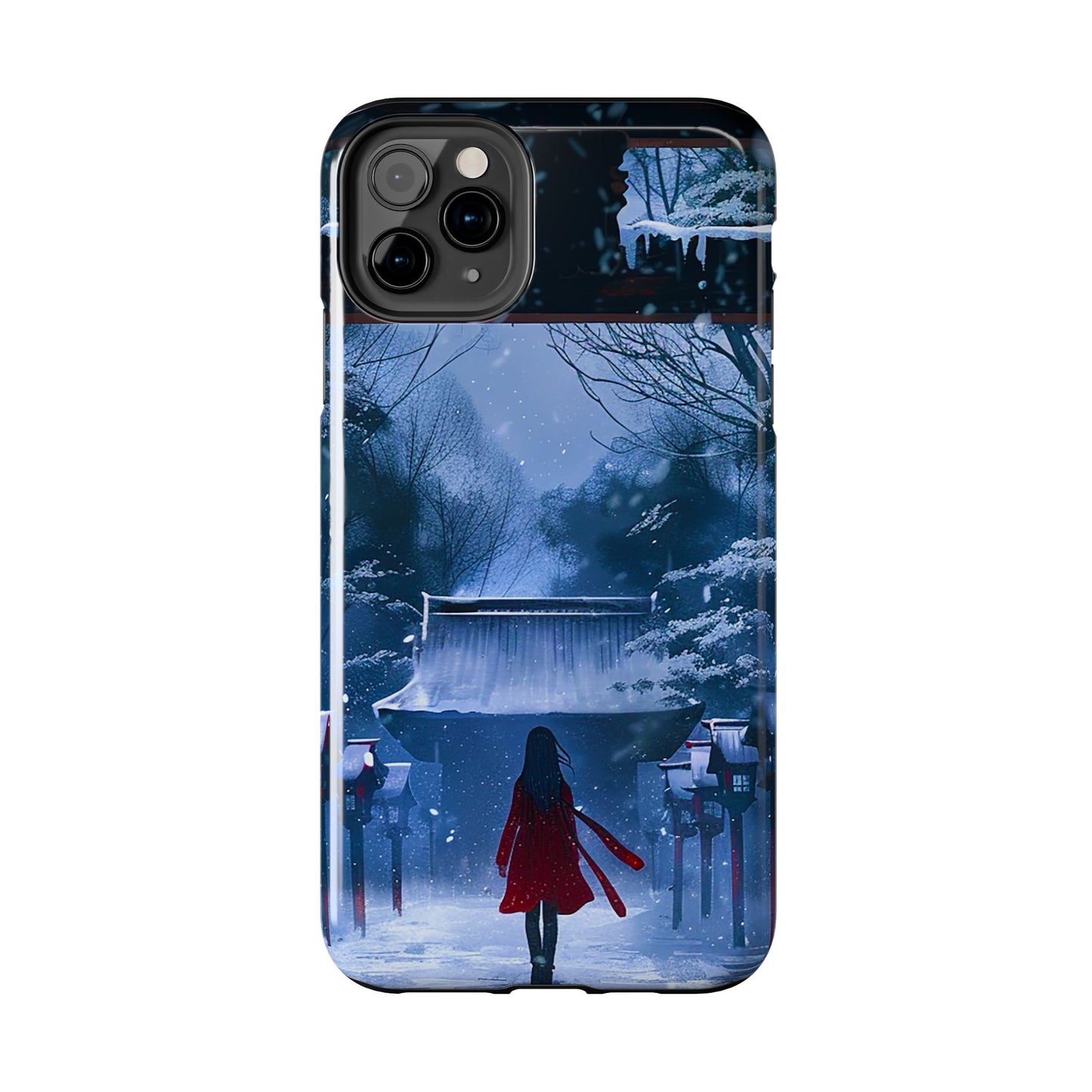 Japanese Snowy Shinto Shrine Girl Tough Phone Cases iPhone Android