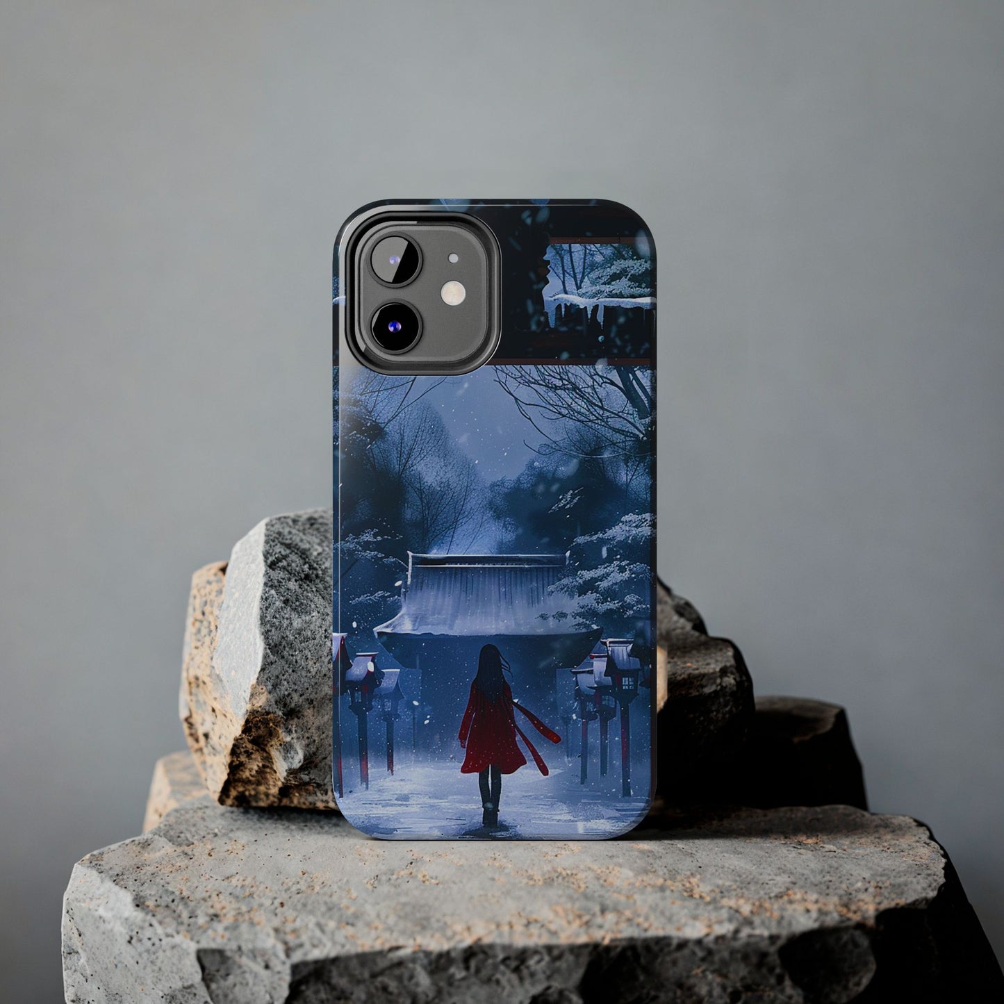 Japanese Snowy Shinto Shrine Girl Tough Phone Cases iPhone Android