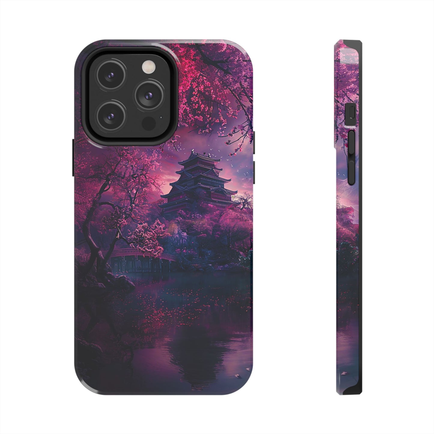 Japanese Cherry Blossum Castle Tough Phone Case iPhone Android