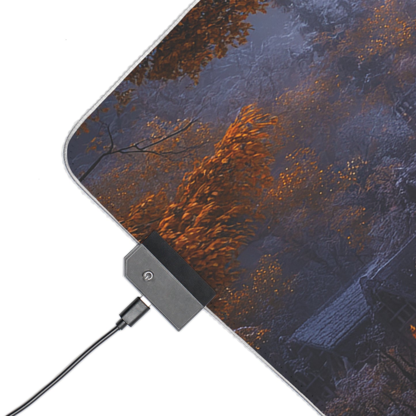 Rustic Winter Village LED Gaming Mouse Pad - Lovely Snowy Desk Mat for Gamers - Holiday Gift Idea