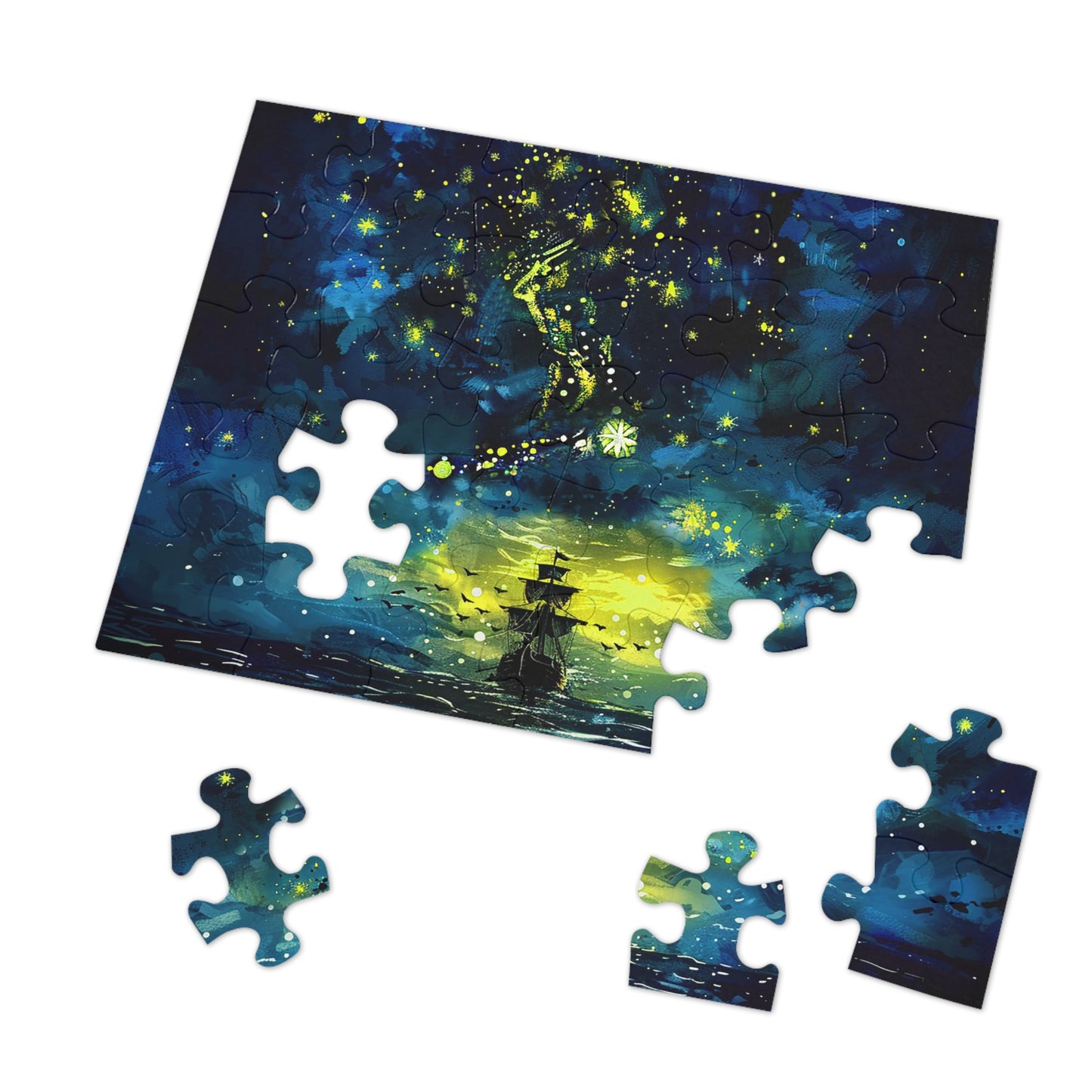 Starry Sky Lost Pirate Ship Jigsaw Puzzle (30, 110, 252, 500,1000-Piece)