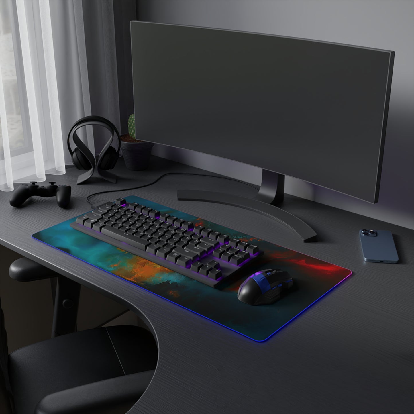 Scary Demon Horror Theme LED Gaming Mouse Pad