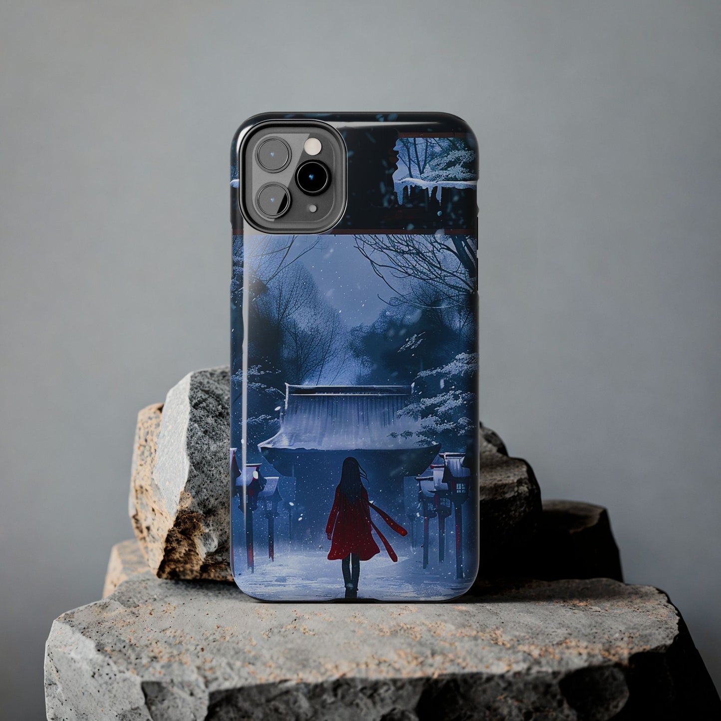 Japanese Snowy Shinto Shrine Girl Tough Phone Cases iPhone Android