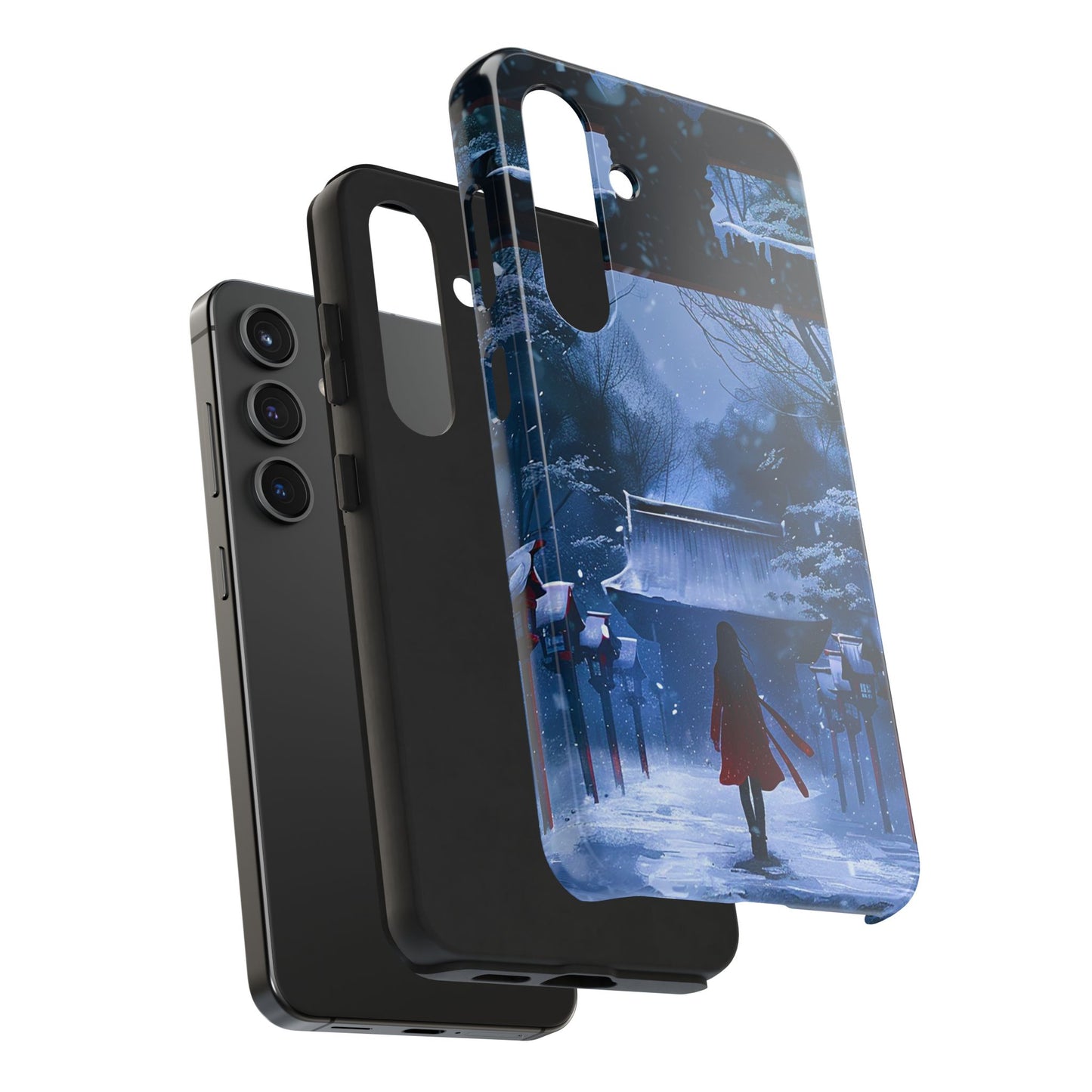 Japanese Snowy Shinto Shrine Girl Tough Phone Cases iPhone Android