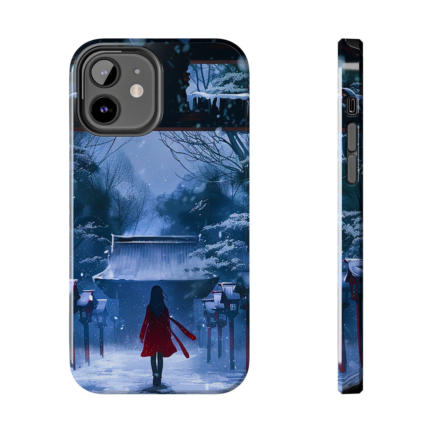 Japanese Snowy Shinto Shrine Girl Tough Phone Cases iPhone Android