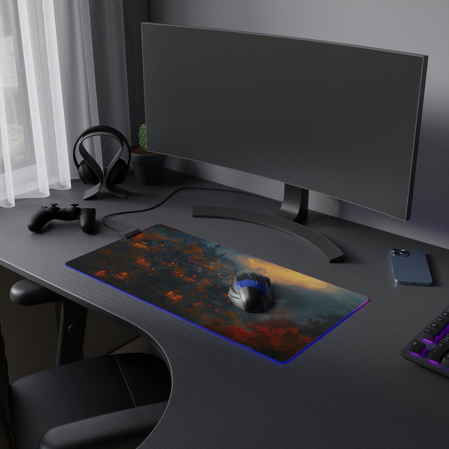Autumn Fantasy Village LED Gaming Mouse Pad