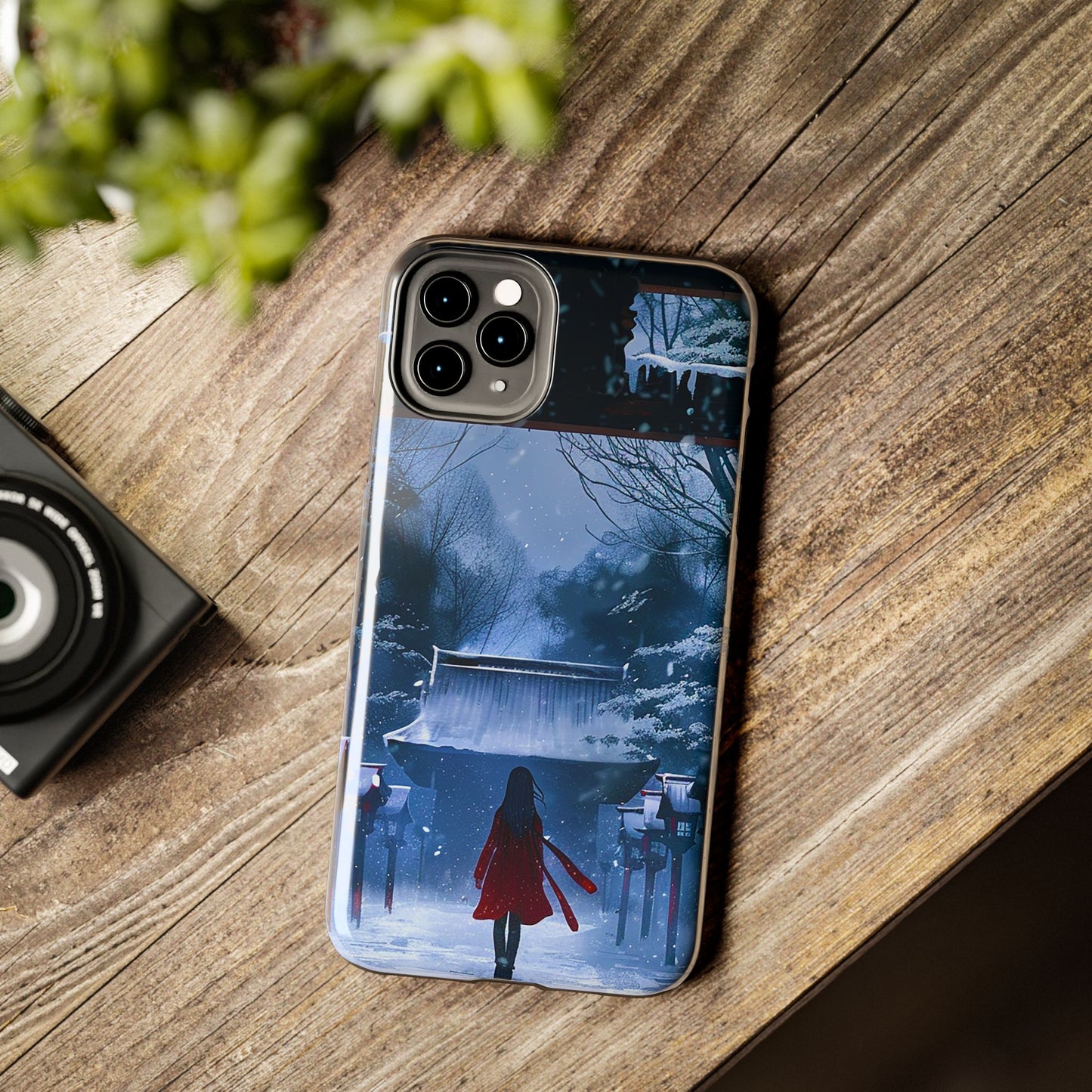 Japanese Snowy Shinto Shrine Girl Tough Phone Cases iPhone Android