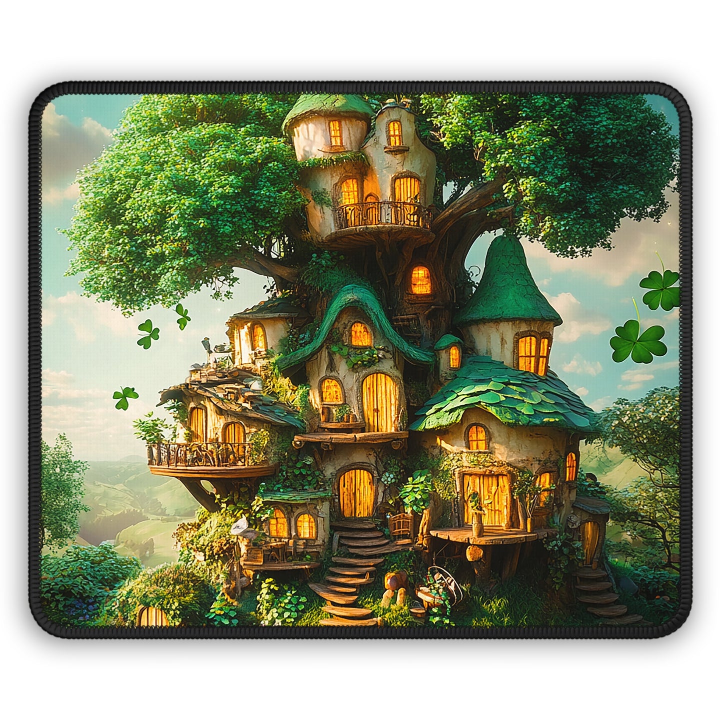 Saint Patrick's Day Mystical Leprechaun Treehouse Gaming Mouse Pad