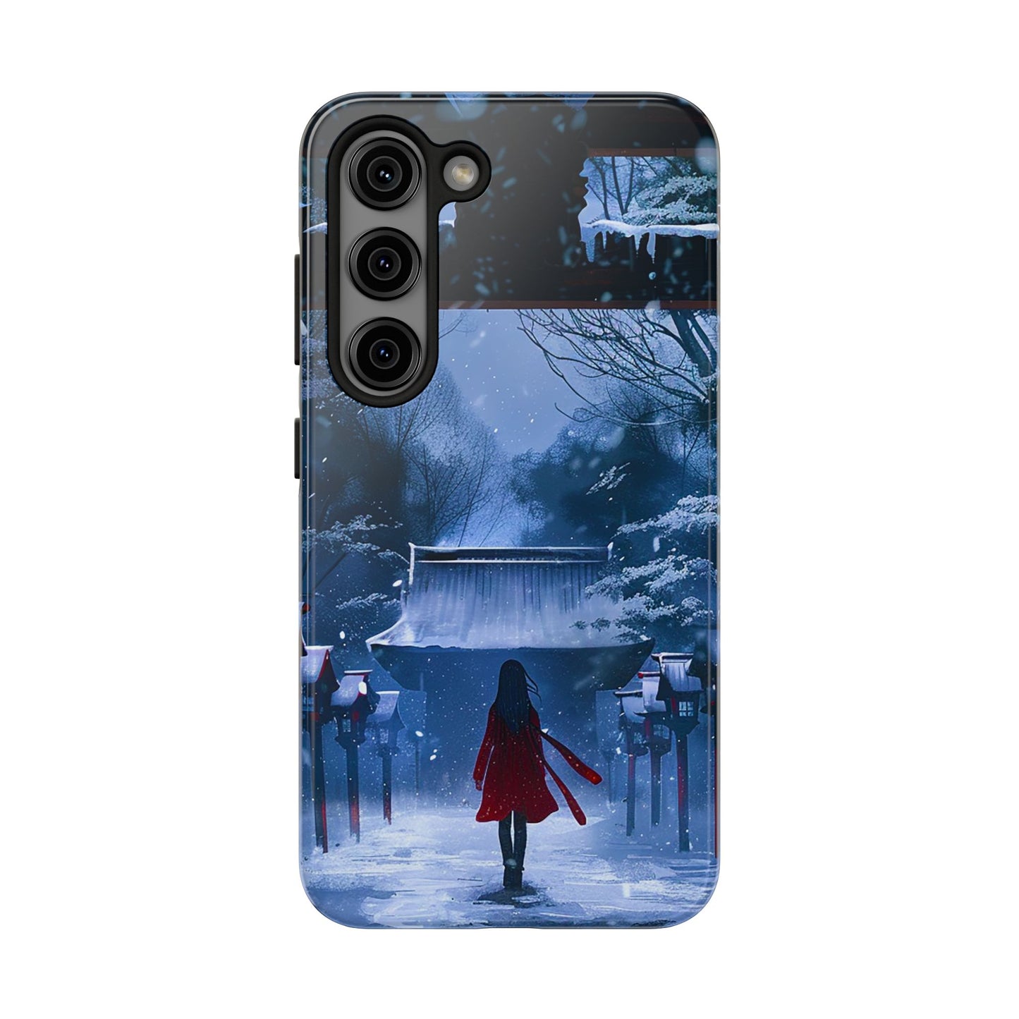 Japanese Snowy Shinto Shrine Girl Tough Phone Cases iPhone Android