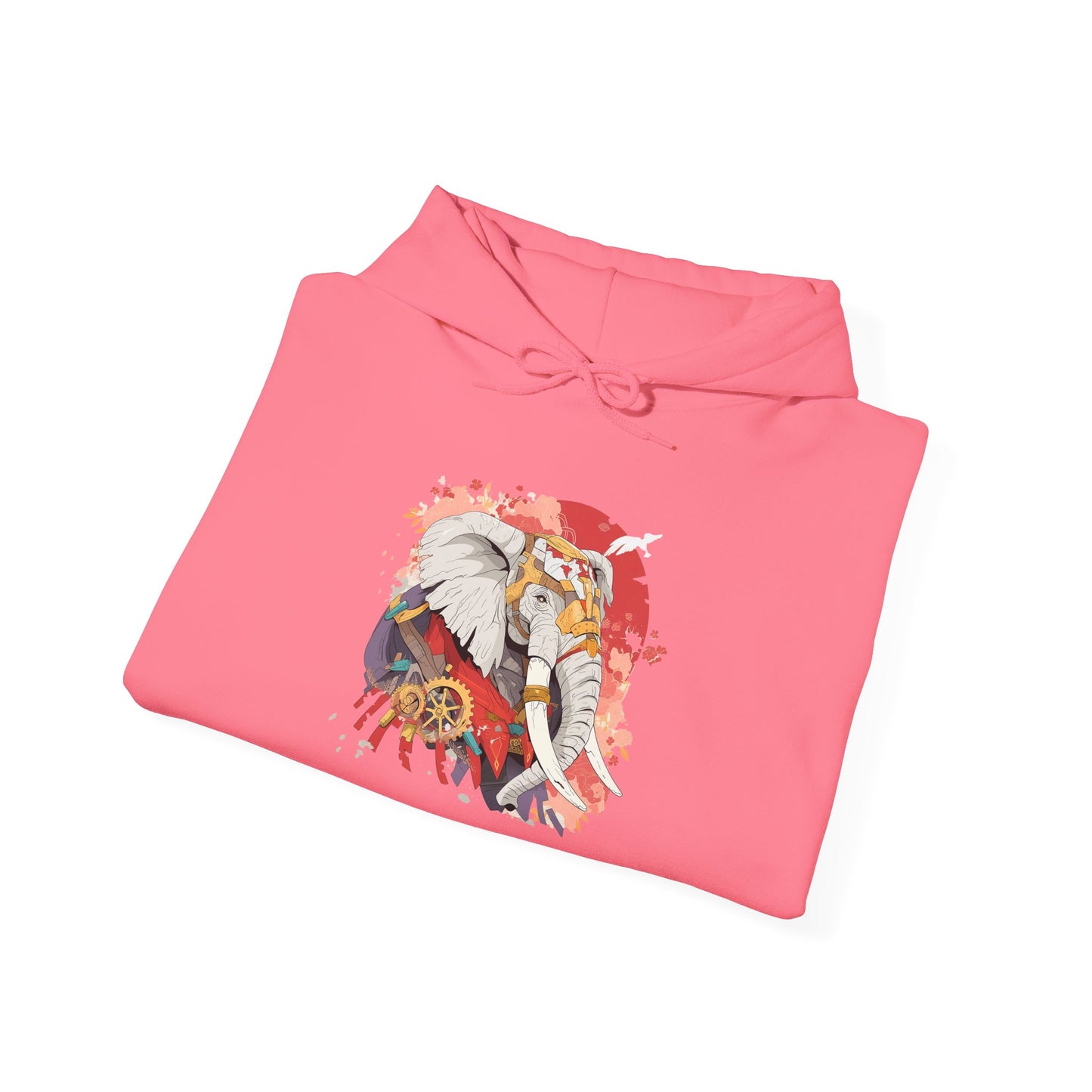 Steampunk Japanese Flowers Elephant Unisex Heavy Blend™ Hooded Sweatshirt