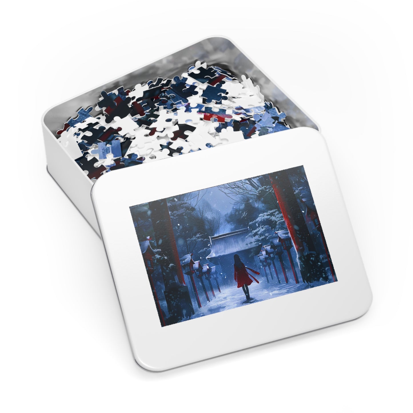 Japanese Snowy Shinto Shrine Girl Jigsaw Puzzle (30, 110, 252, 500,1000-Piece)