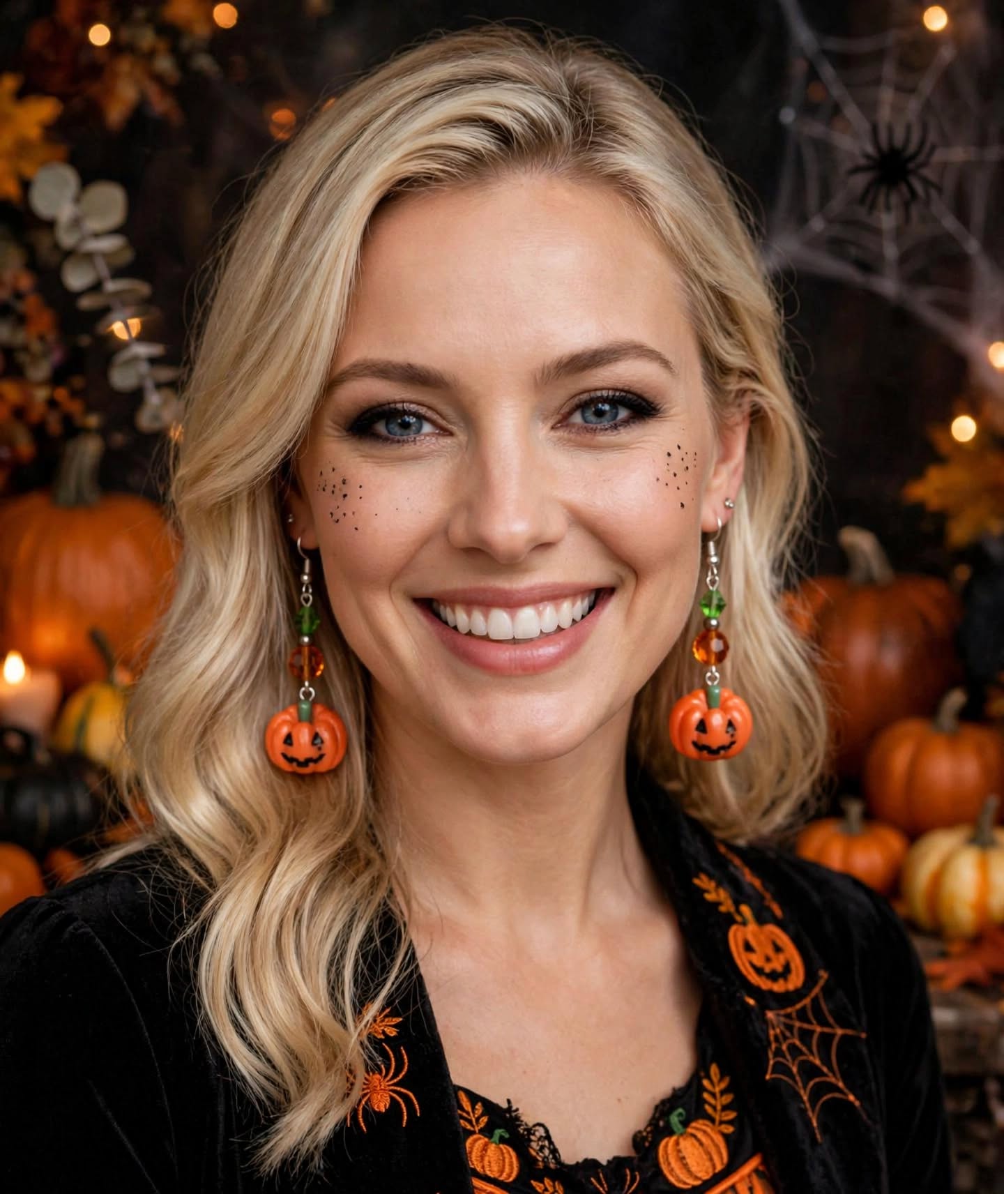Jack-O-Lantern Halloween Clay & Resin Earrings - Festive Cute Dangle Jewelry