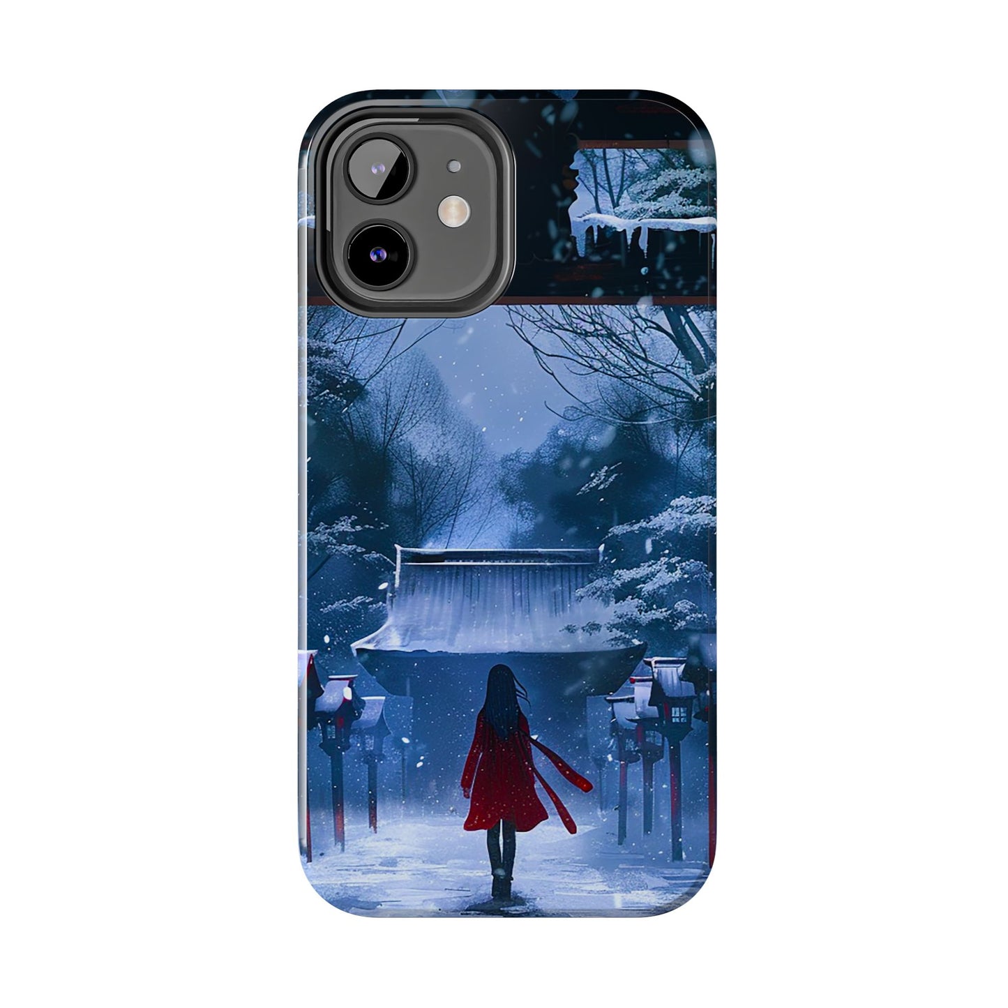 Japanese Snowy Shinto Shrine Girl Tough Phone Cases iPhone Android