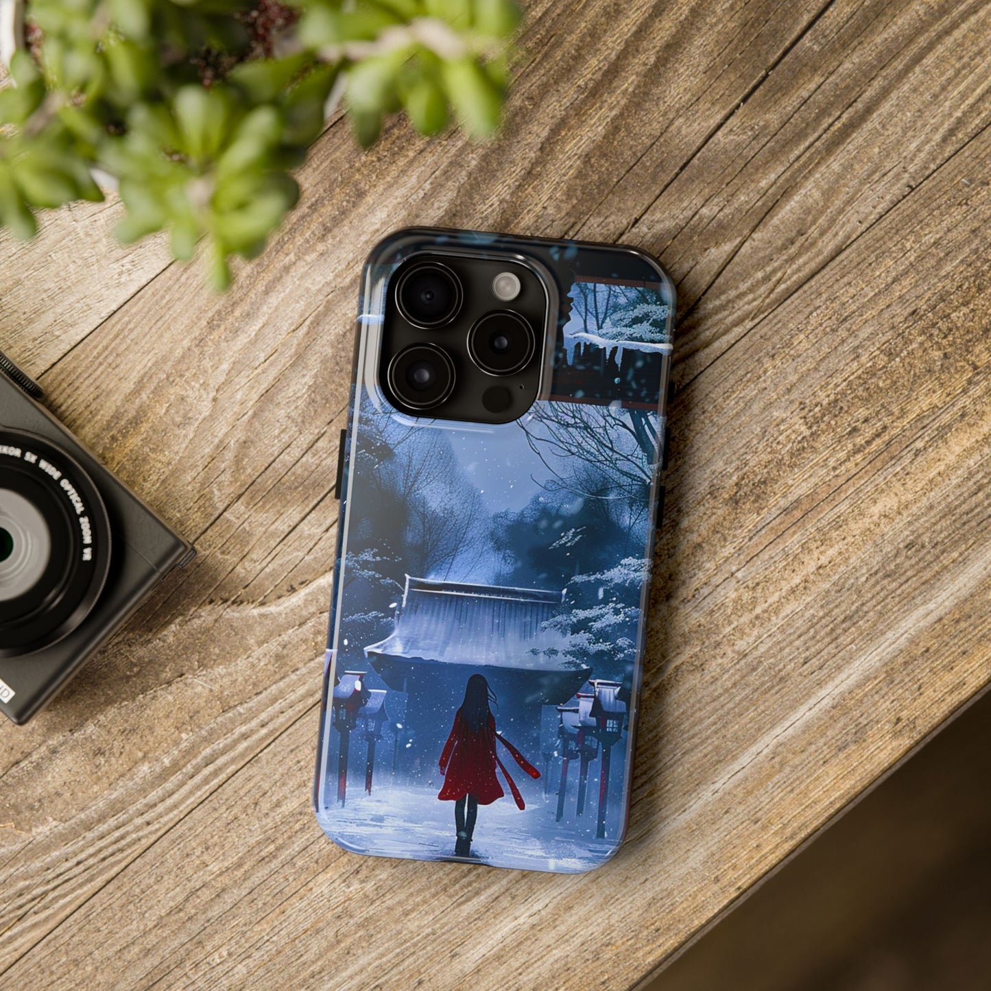 Japanese Snowy Shinto Shrine Girl Tough Phone Cases iPhone Android