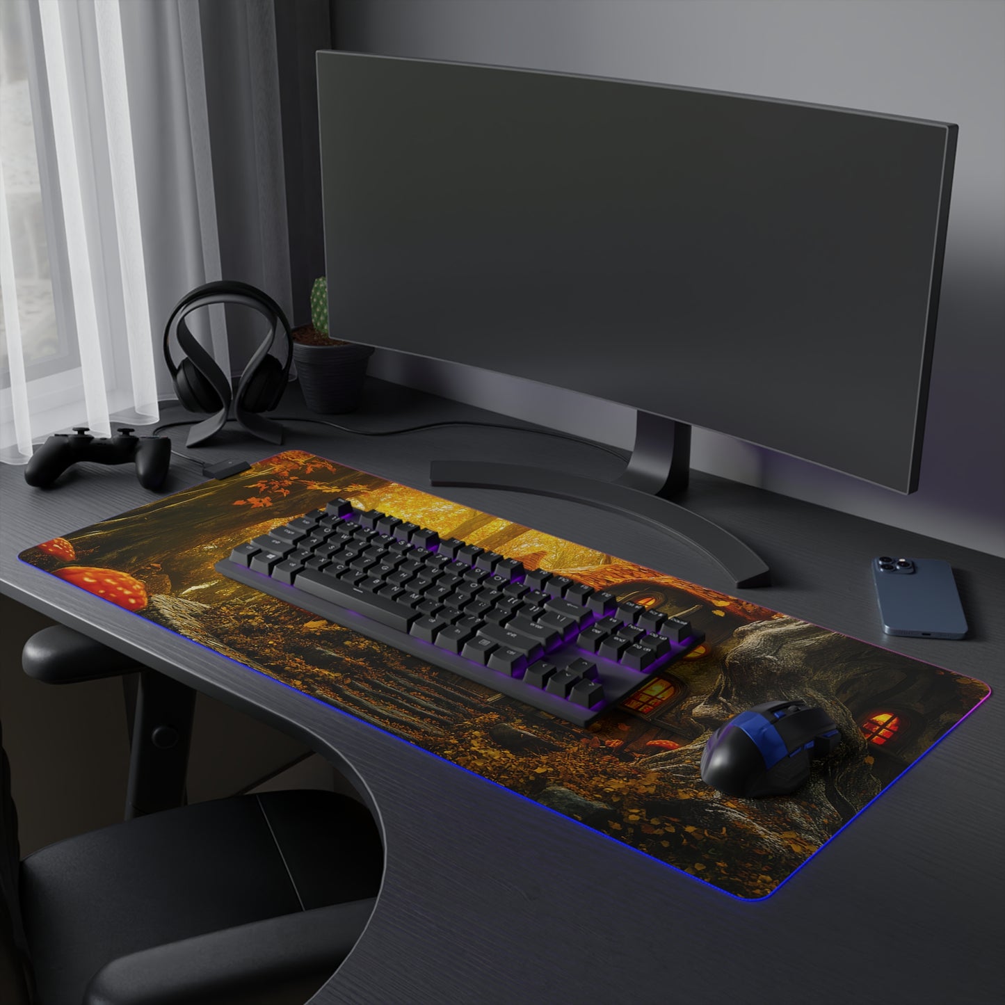 Autumn Forest Fantasy Inn LED Gaming Mouse Pad