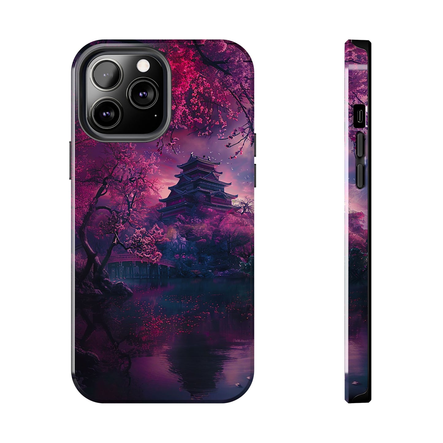 Japanese Cherry Blossum Castle Tough Phone Case iPhone Android