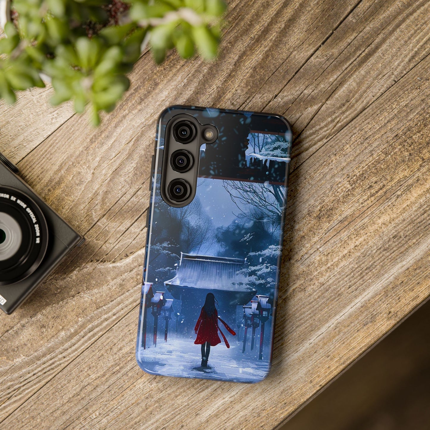 Japanese Snowy Shinto Shrine Girl Tough Phone Cases iPhone Android