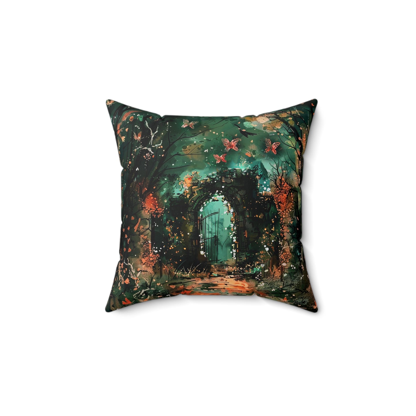 Lonely Ancient Fantasy Gate Square Polyester Square Pillow