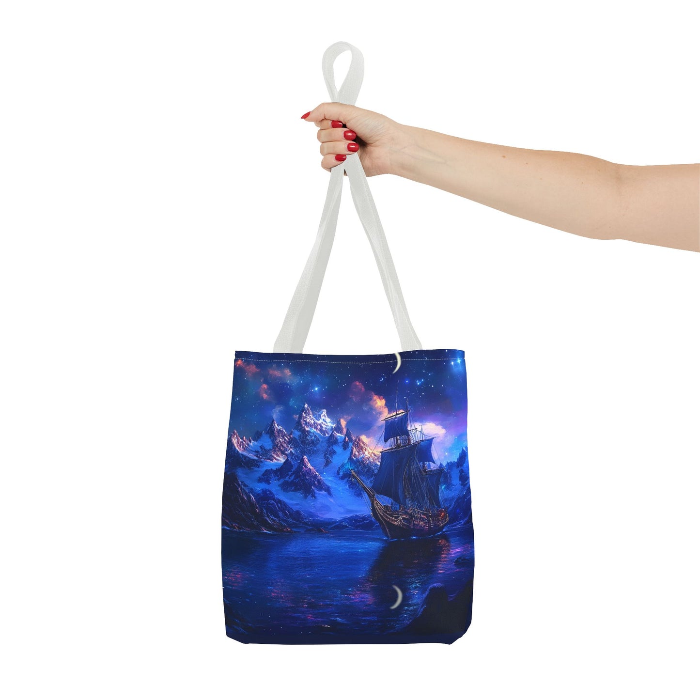 Artic Pirate Ship Under the Moonlight Tote Bag (AOP)