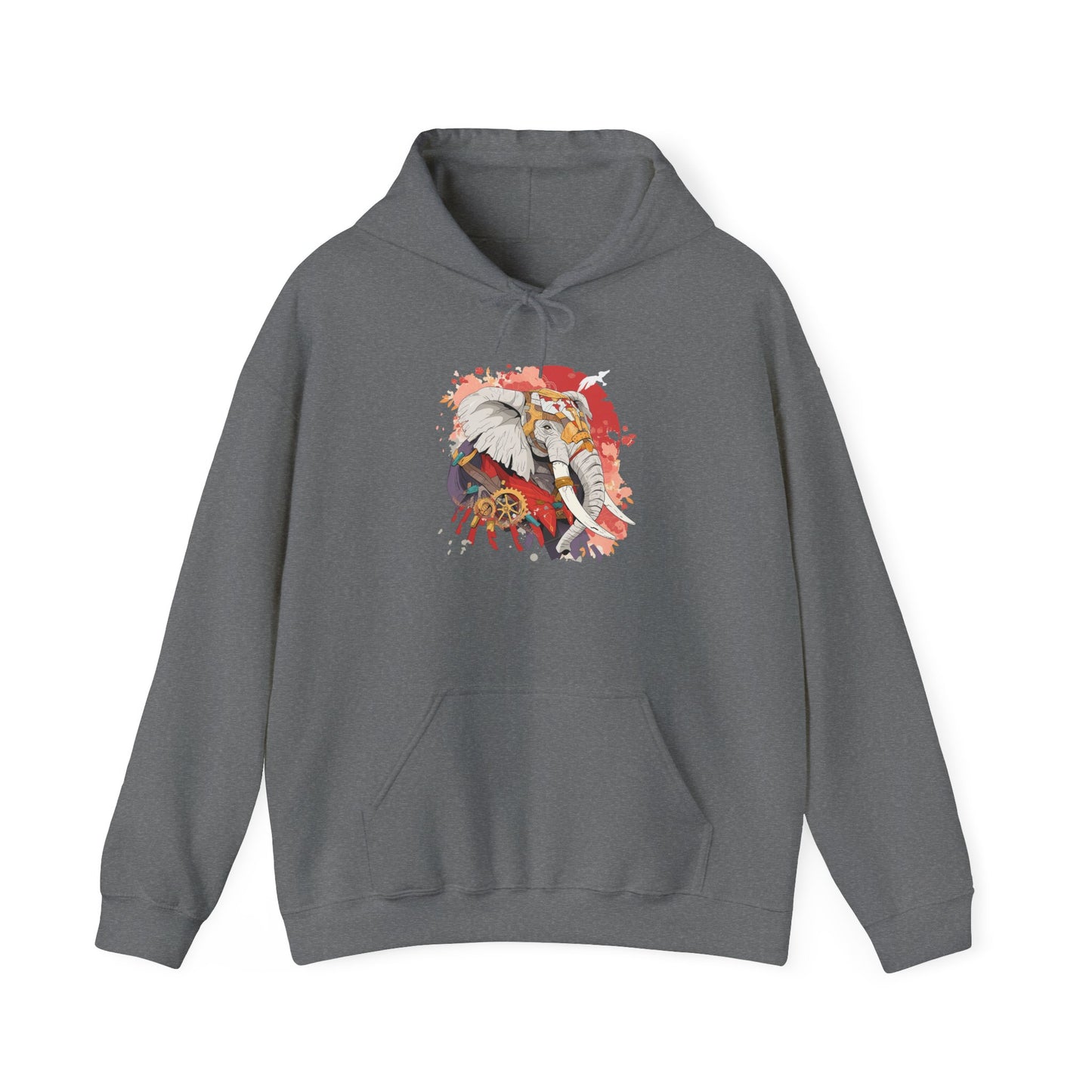 Steampunk Japanese Flowers Elephant Unisex Heavy Blend™ Hooded Sweatshirt