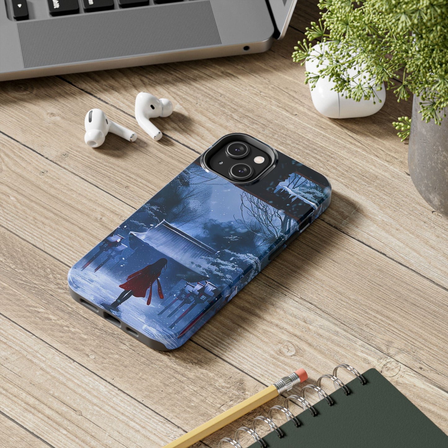 Japanese Snowy Shinto Shrine Girl Tough Phone Cases iPhone Android