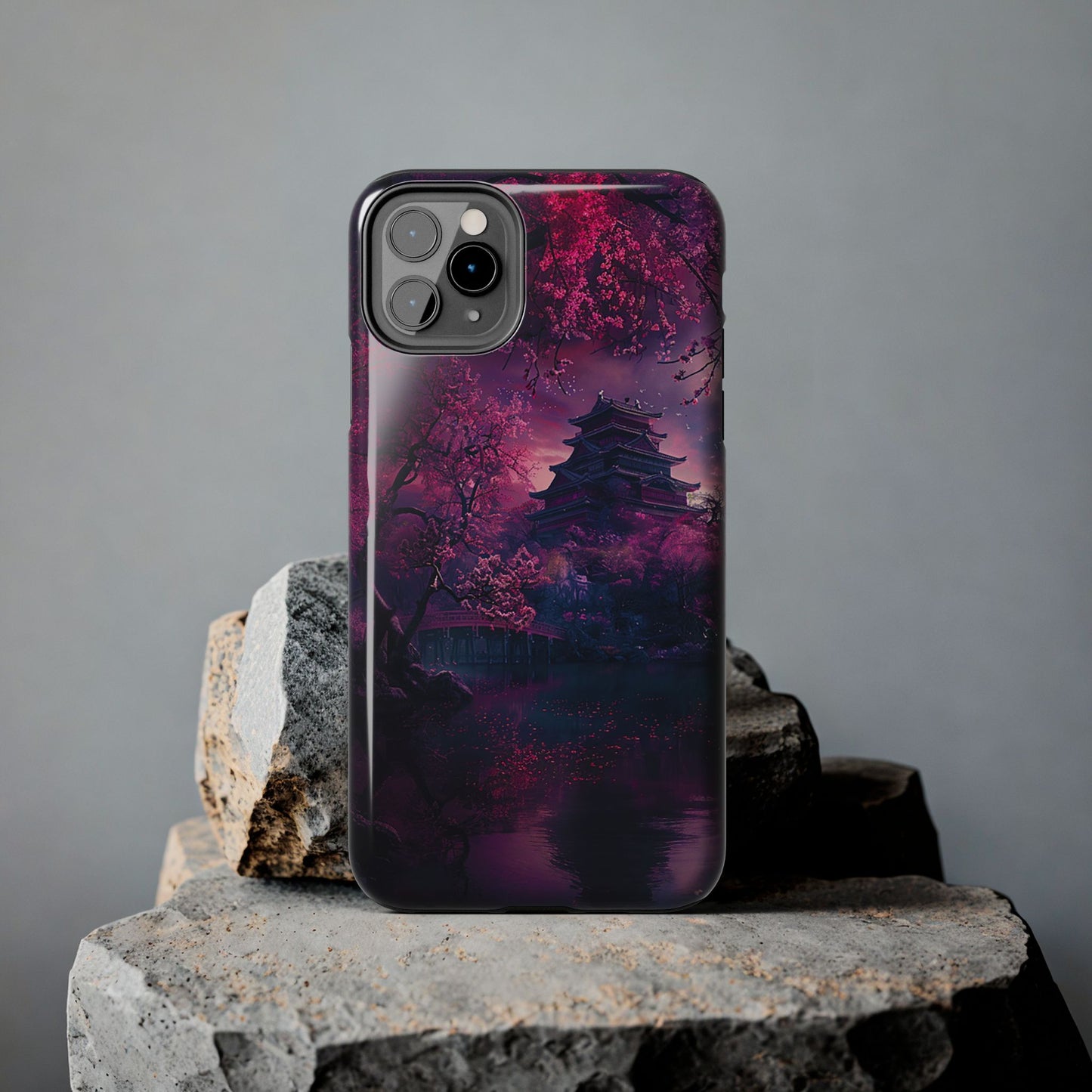 Japanese Cherry Blossum Castle Tough Phone Case iPhone Android
