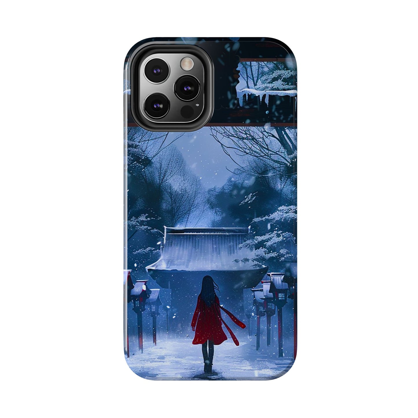 Japanese Snowy Shinto Shrine Girl Tough Phone Cases iPhone Android