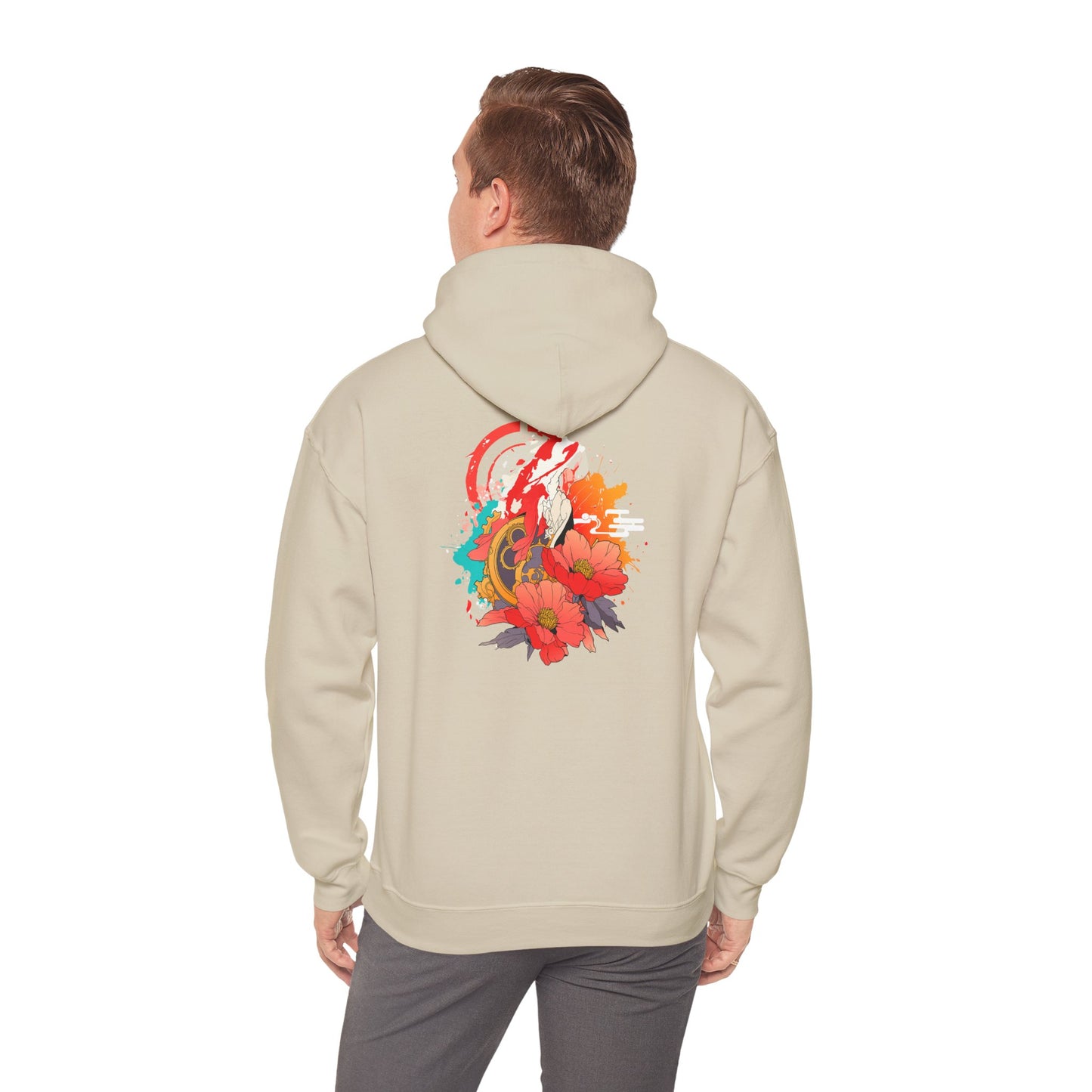 Steampunk Japanese Flowers Elephant Unisex Heavy Blend™ Hooded Sweatshirt