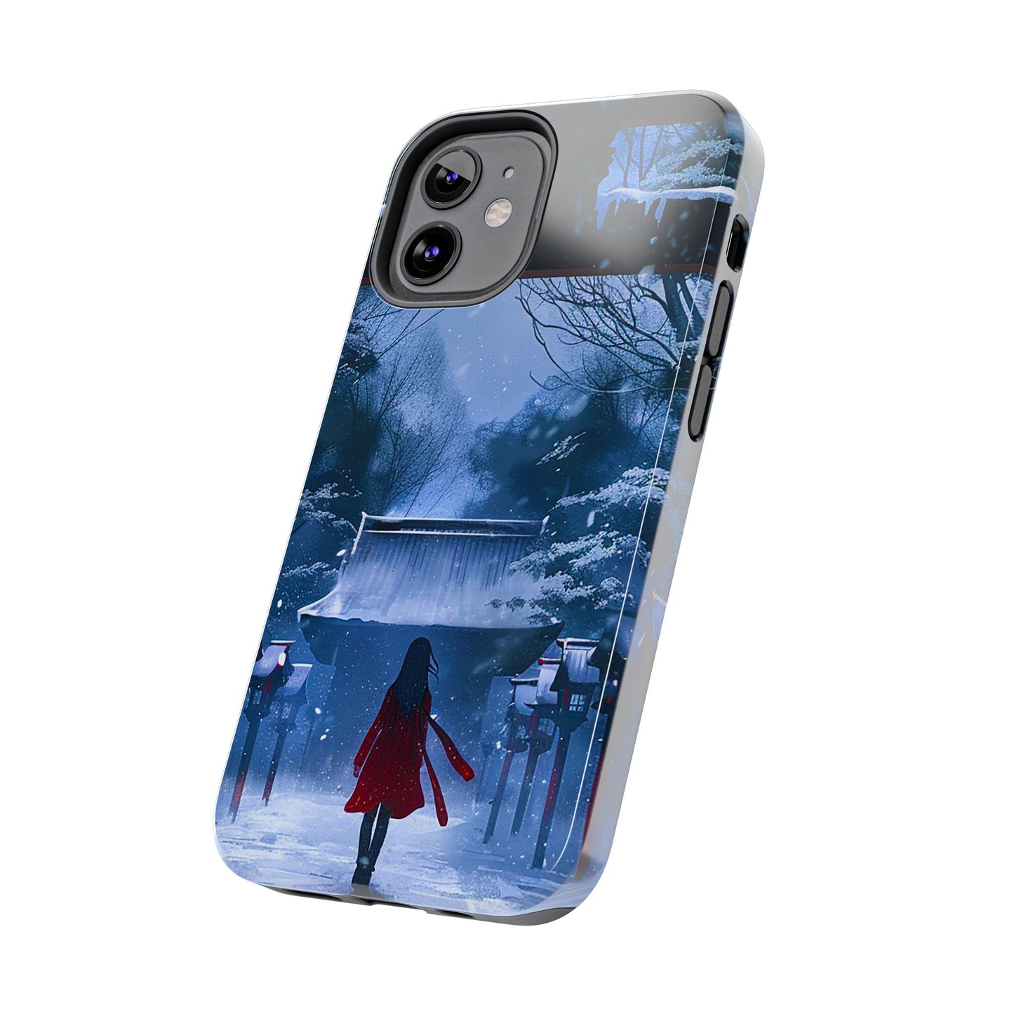 Japanese Snowy Shinto Shrine Girl Tough Phone Cases iPhone Android