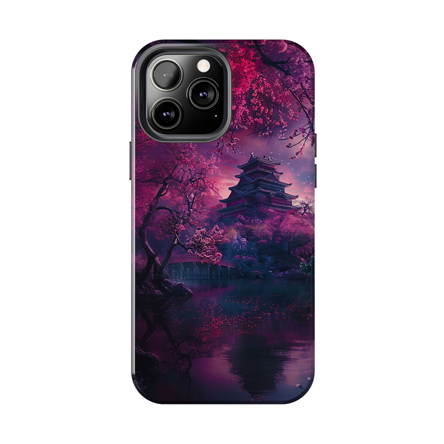 Japanese Cherry Blossum Castle Tough Phone Case iPhone Android