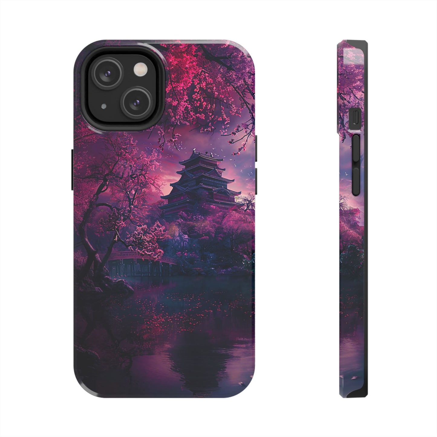Japanese Cherry Blossum Castle Tough Phone Case iPhone Android